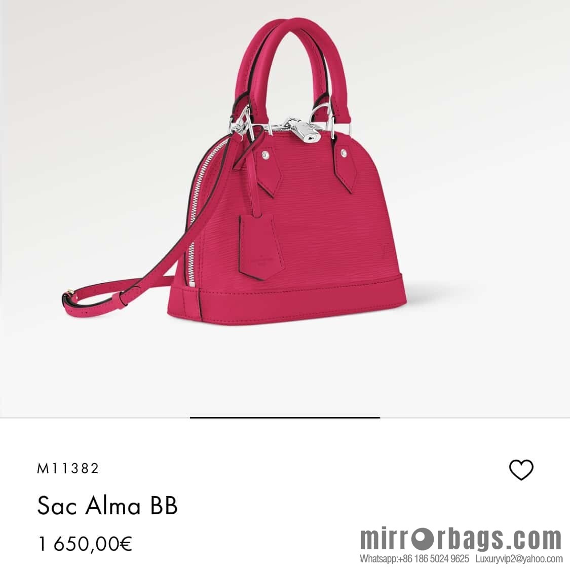 [Original order boutique] M11382 rose red, water ripple shell bag Sac Alma BB handbag