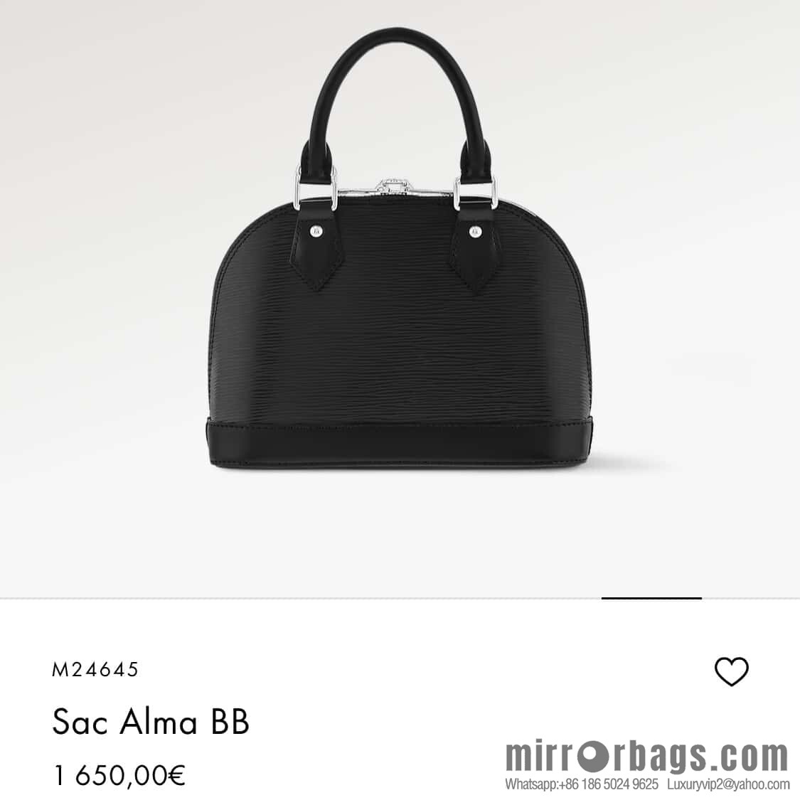 [Original order boutique] M24645 black, water ripple shell bag Sac Alma BB handbag