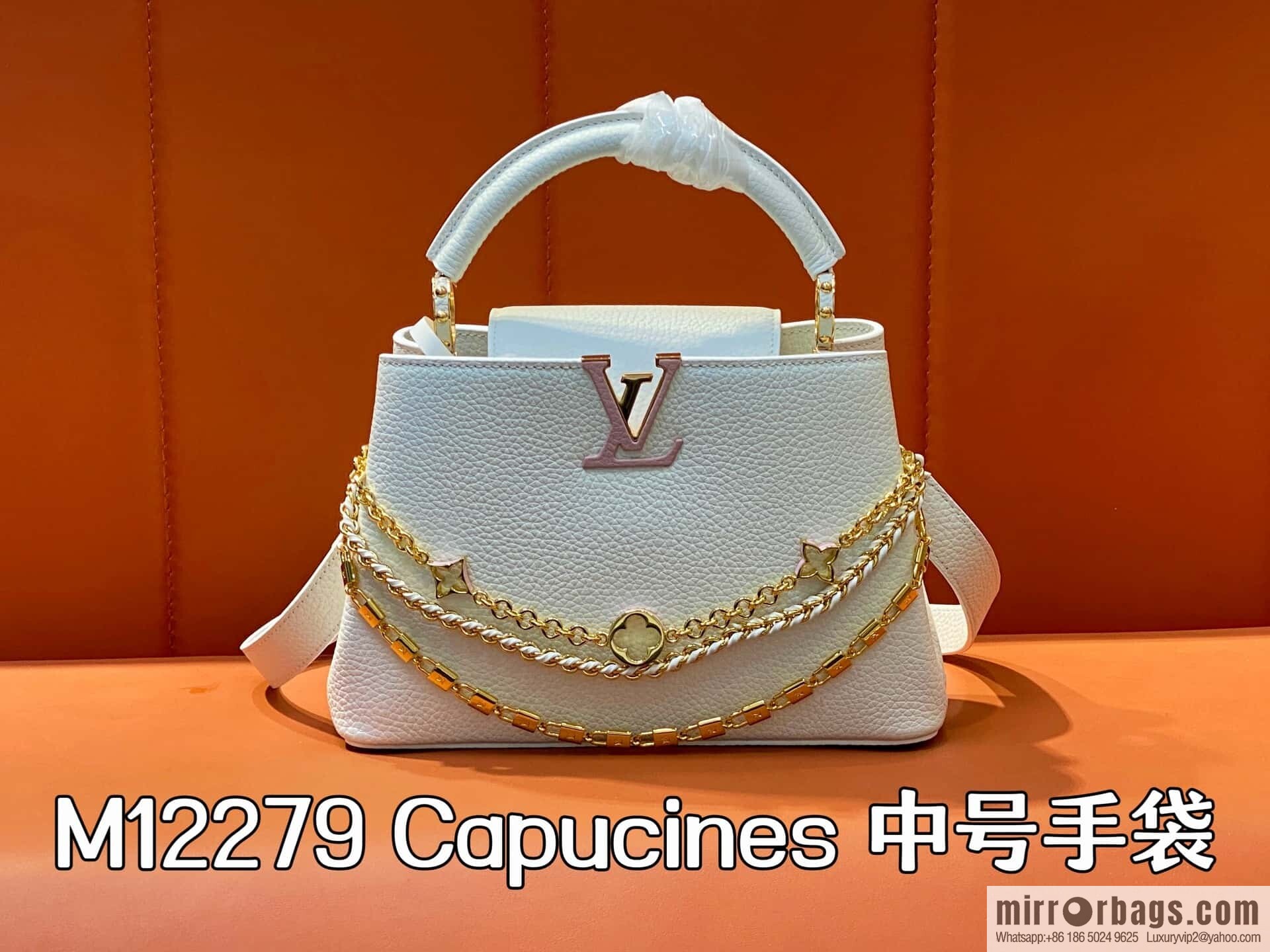 [Original order boutique] M12279 white, full leather cap that English Capucines BB handbag