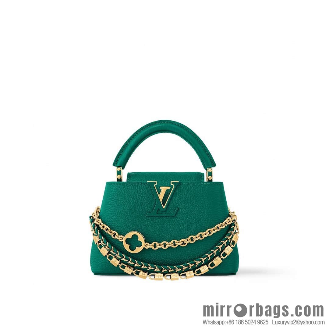[Original order boutique] M11906 green, full leather cap, English style, this Capucines medium handbag.