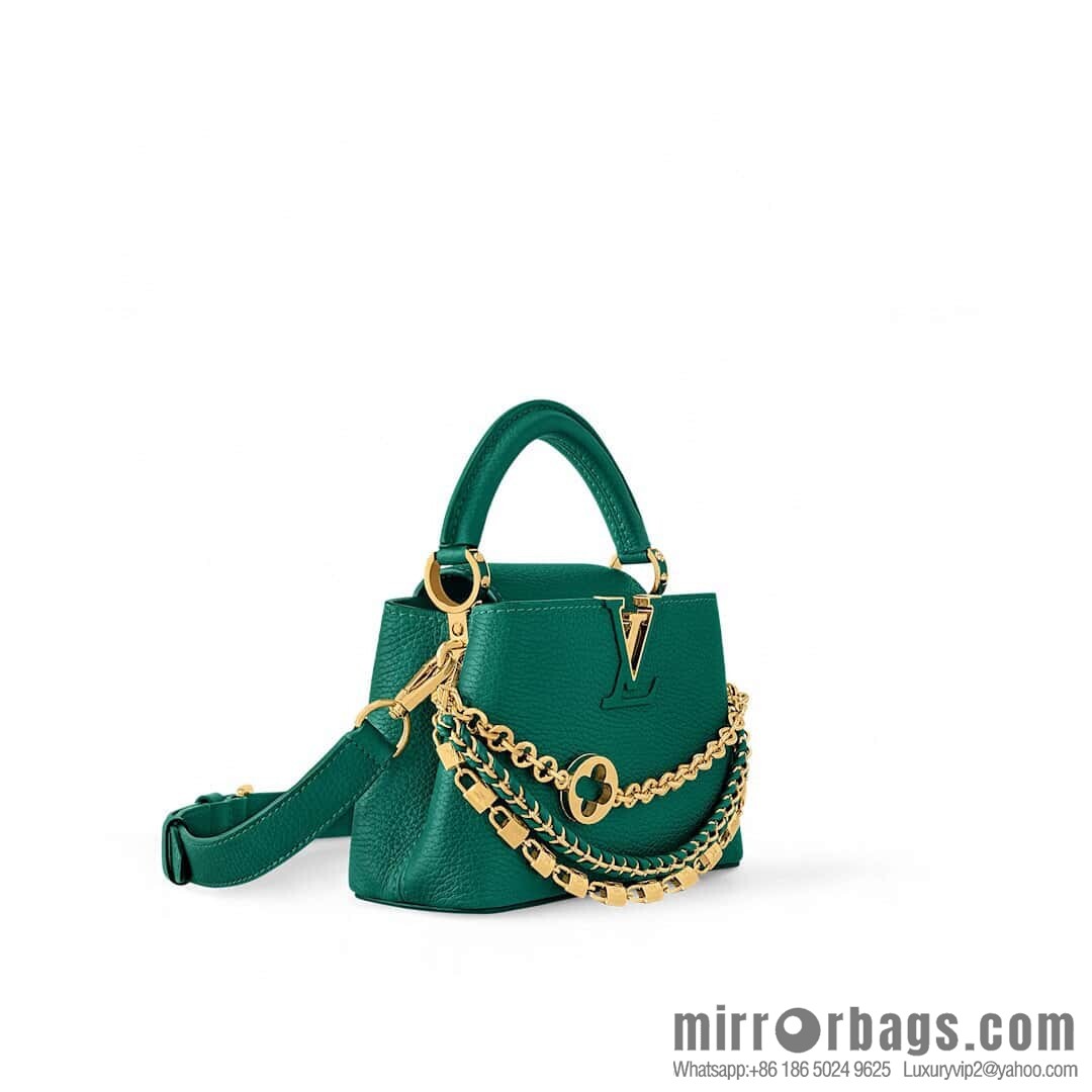 [Original order boutique] M11906 green, full leather cap, English style, this Capucines medium handbag.