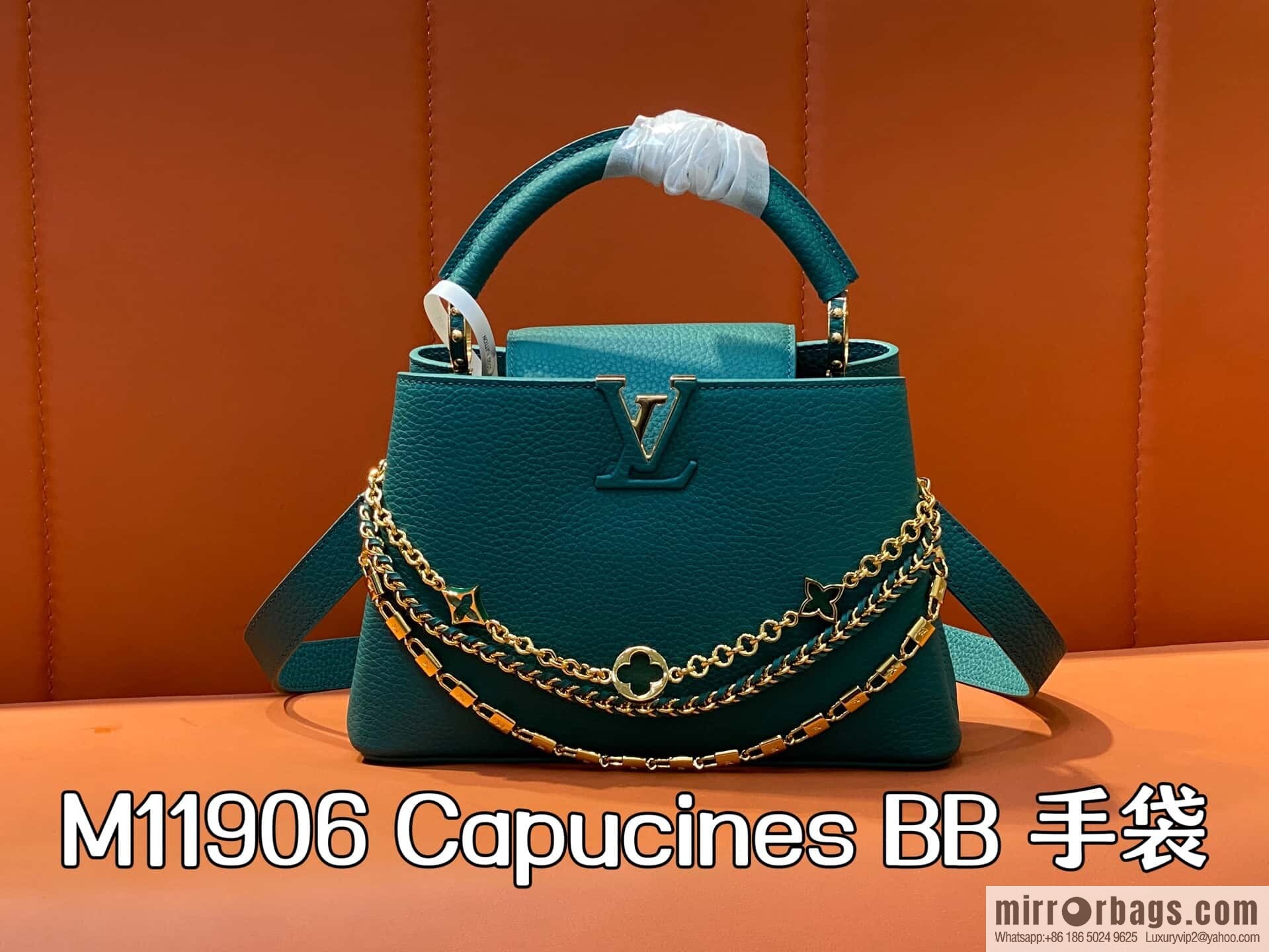 [Original order boutique] M11906 green, full leather cap, this Capucines BB handbag