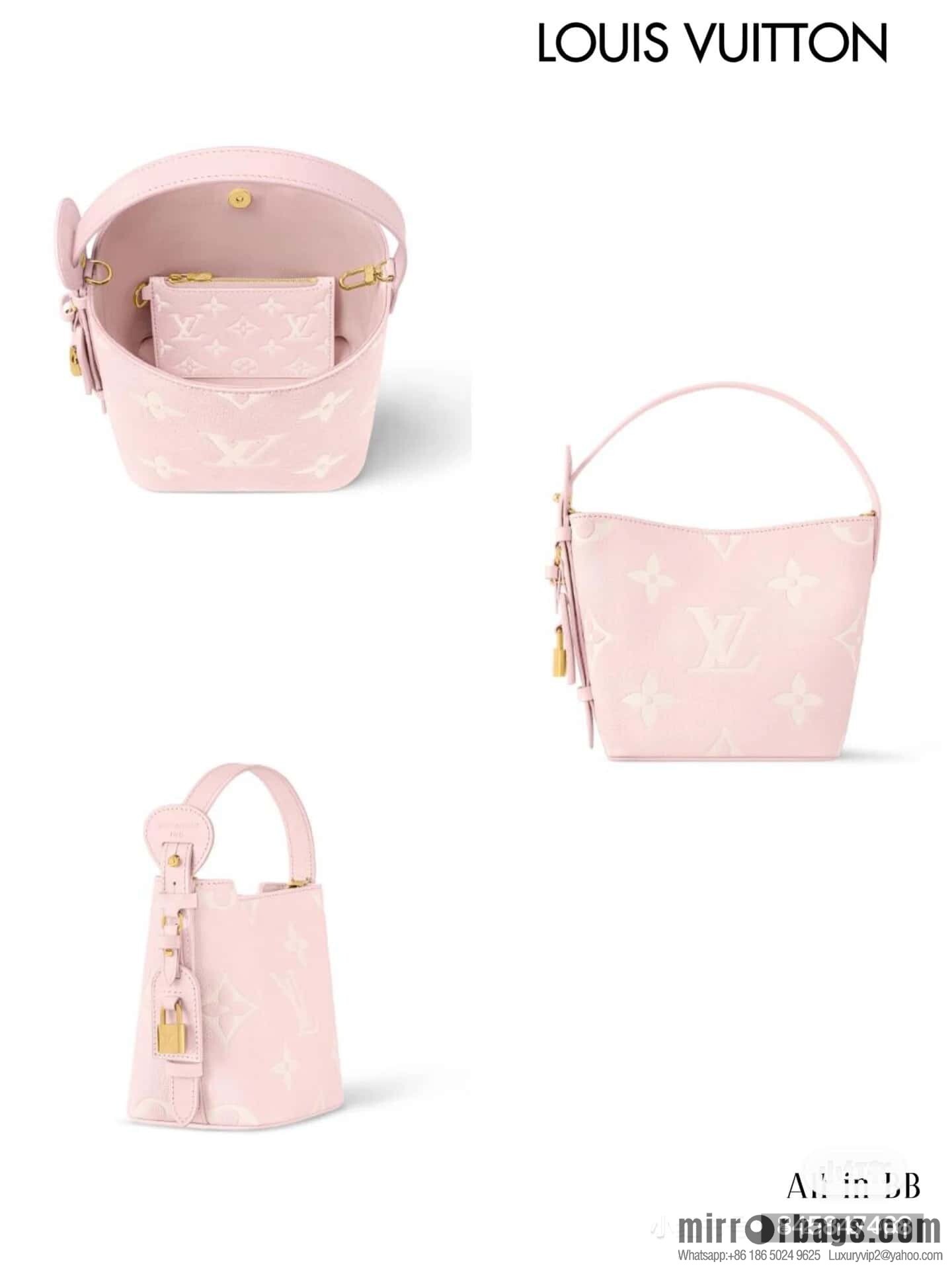 [Original order boutique] M14356 light pink silk screen, full leather bucket bag ALL IN BB bucket handbag