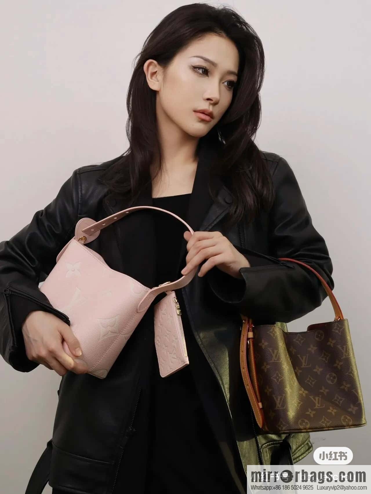 [Original order boutique] M14356 light pink silk screen, full leather bucket bag ALL IN BB bucket handbag