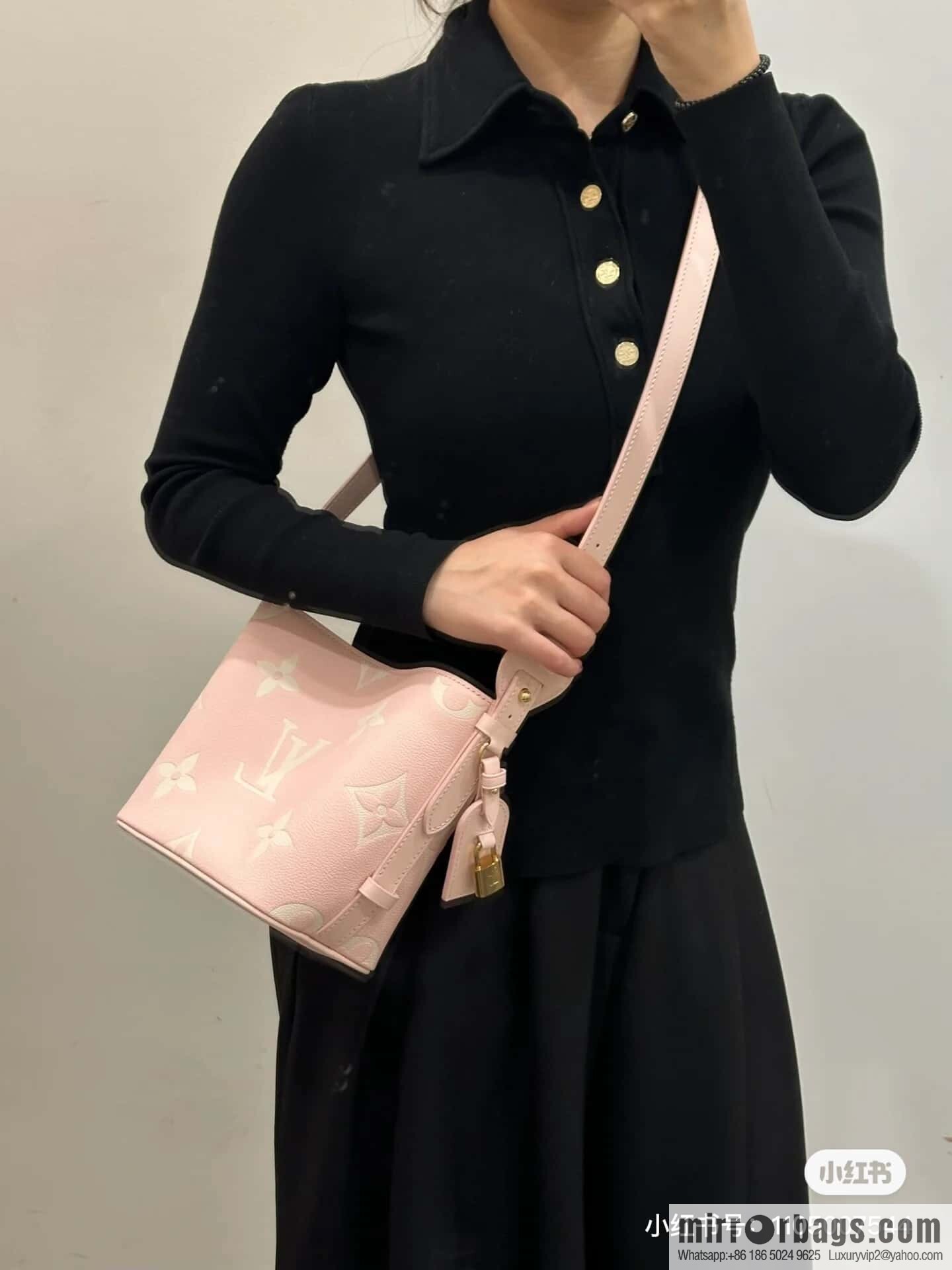 [Original order boutique] M14356 light pink silk screen, full leather bucket bag ALL IN BB bucket handbag