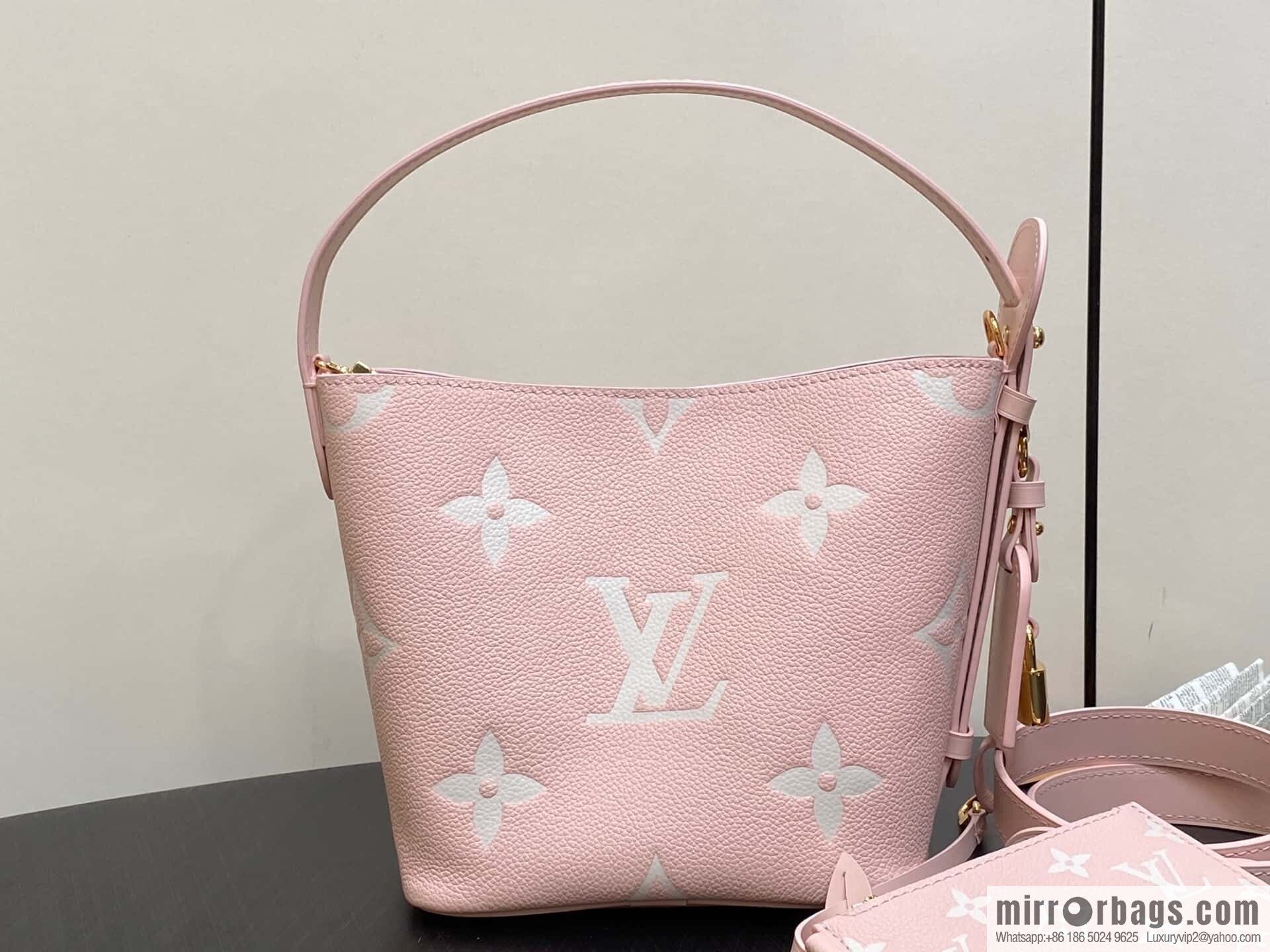 [Original order boutique] M14356 light pink silk screen, full leather bucket bag ALL IN BB bucket handbag