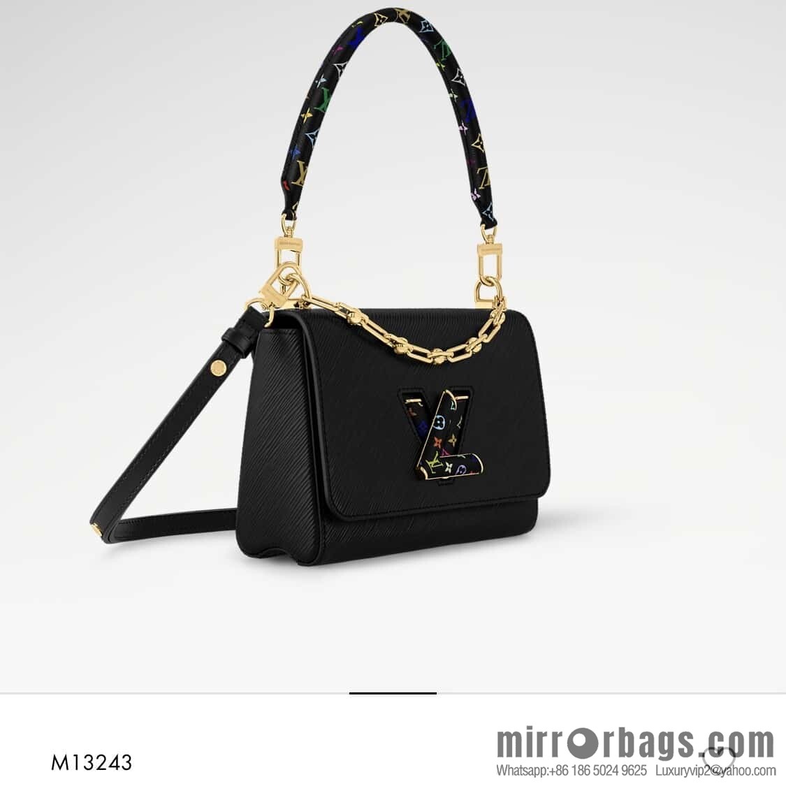 [Original order boutique] M13243 black color, black water ripple, the new LV x TM TWIST SLIM medium handbag of the season