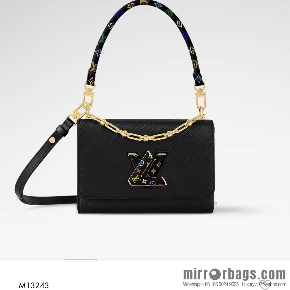 [Original order boutique] M13243 black color, black water ripple, the new LV x TM TWIST SLIM medium handbag of the season