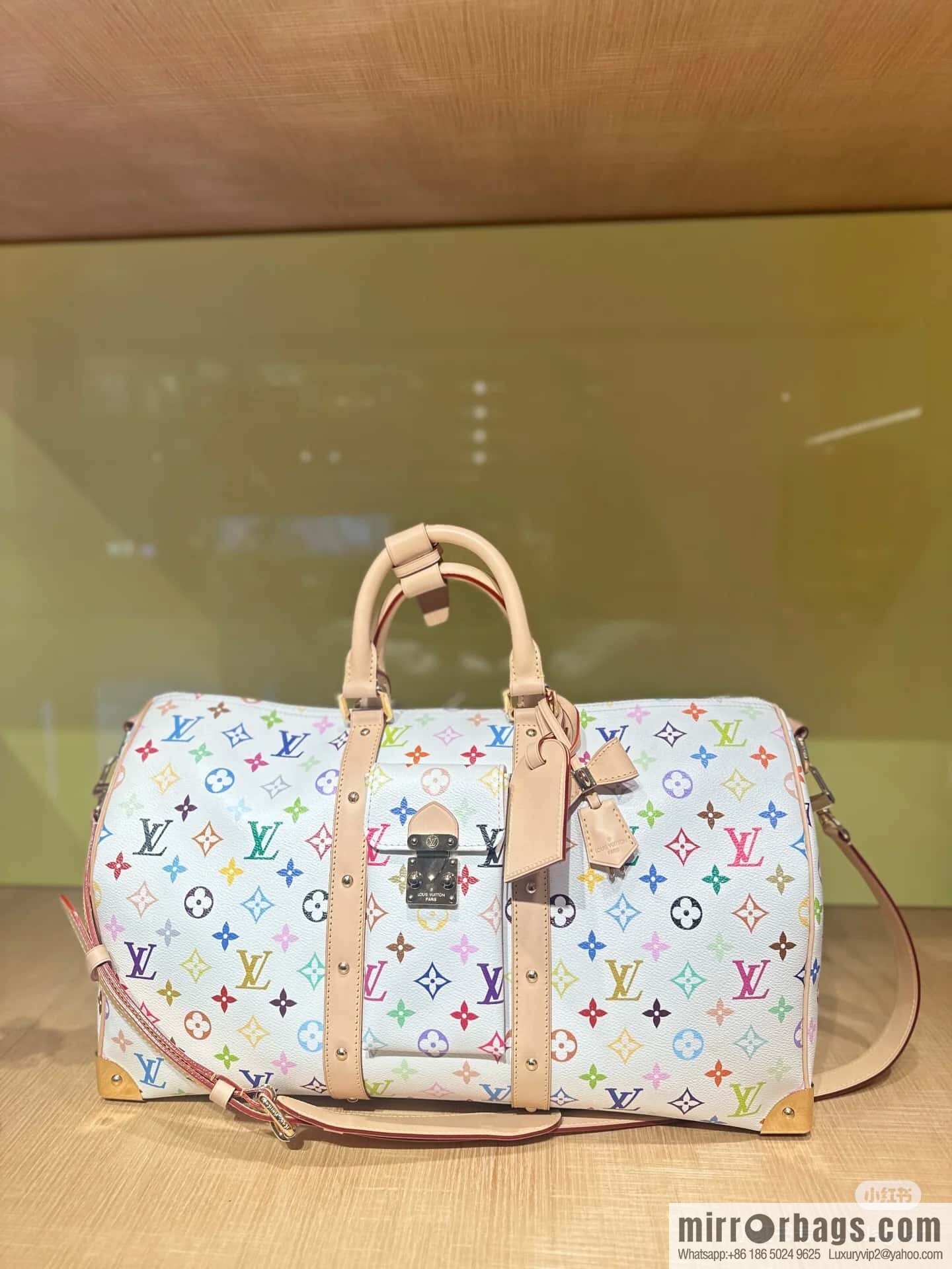 [Original order boutique] M13742 white color, travel bag, the new LV x TM KEEPALL BANDOULIZRE 45 travel bag of the season