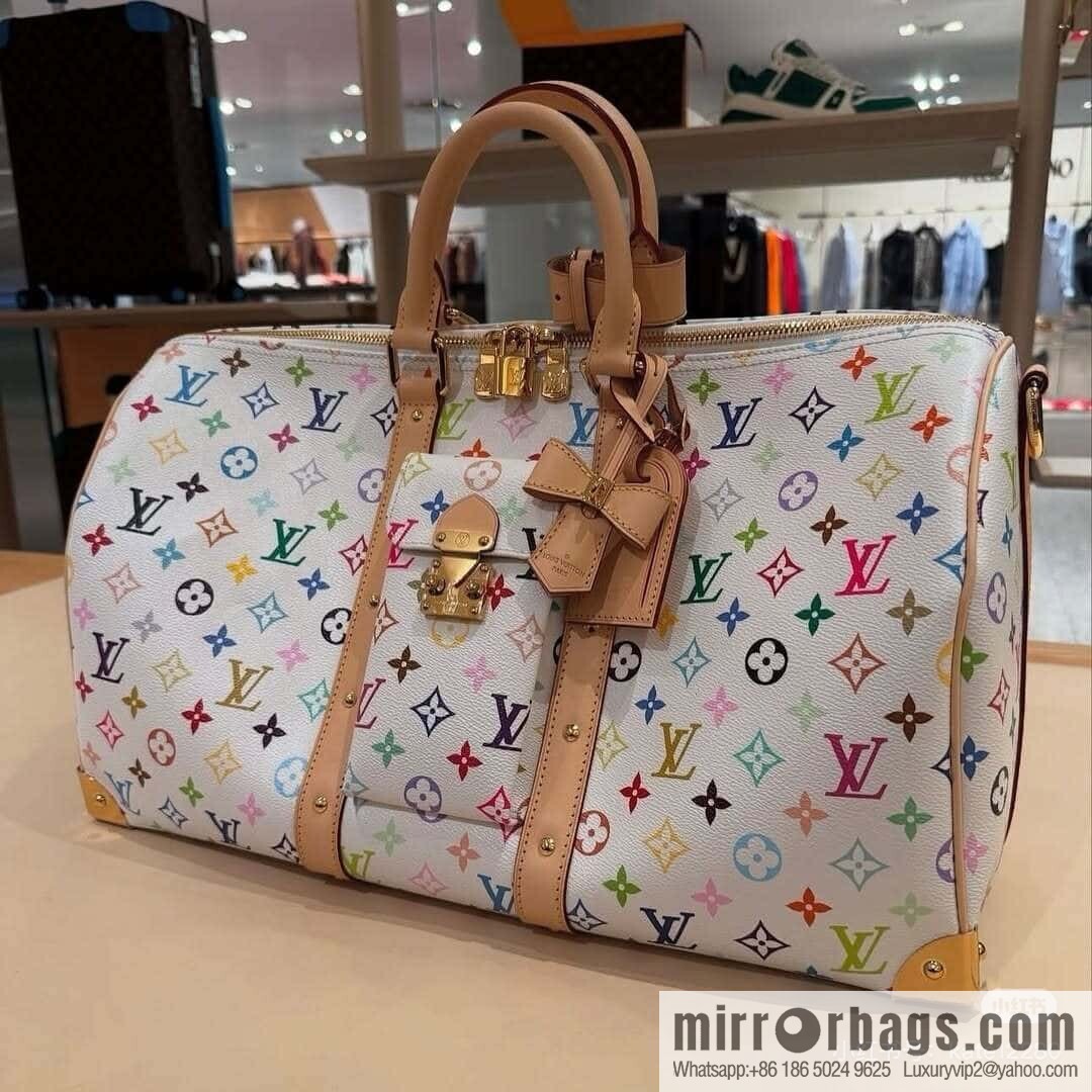 [Original order boutique] M13742 white color, travel bag, the new LV x TM KEEPALL BANDOULIZRE 45 travel bag of the season