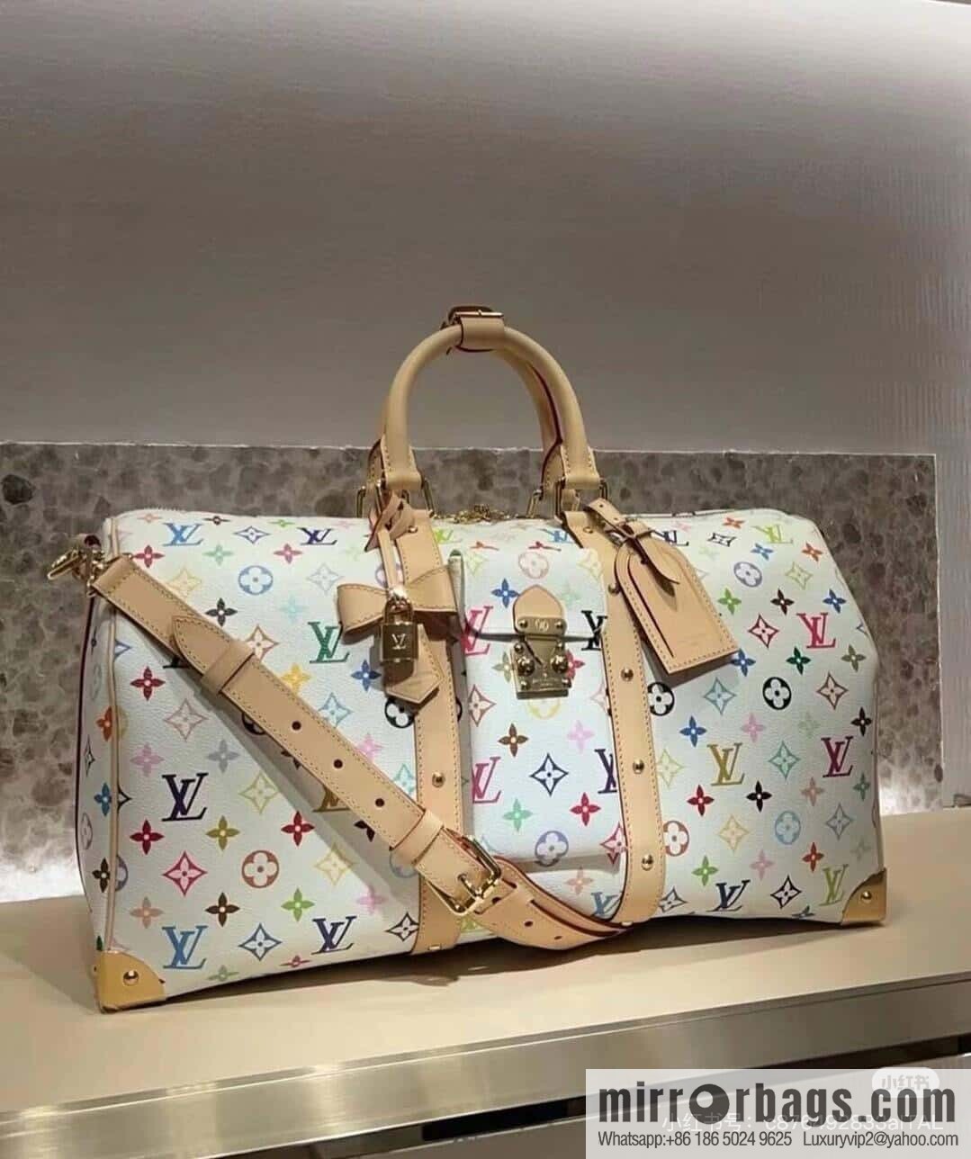 [Original order boutique] M13742 white color, travel bag, the new LV x TM KEEPALL BANDOULIZRE 45 travel bag of the season