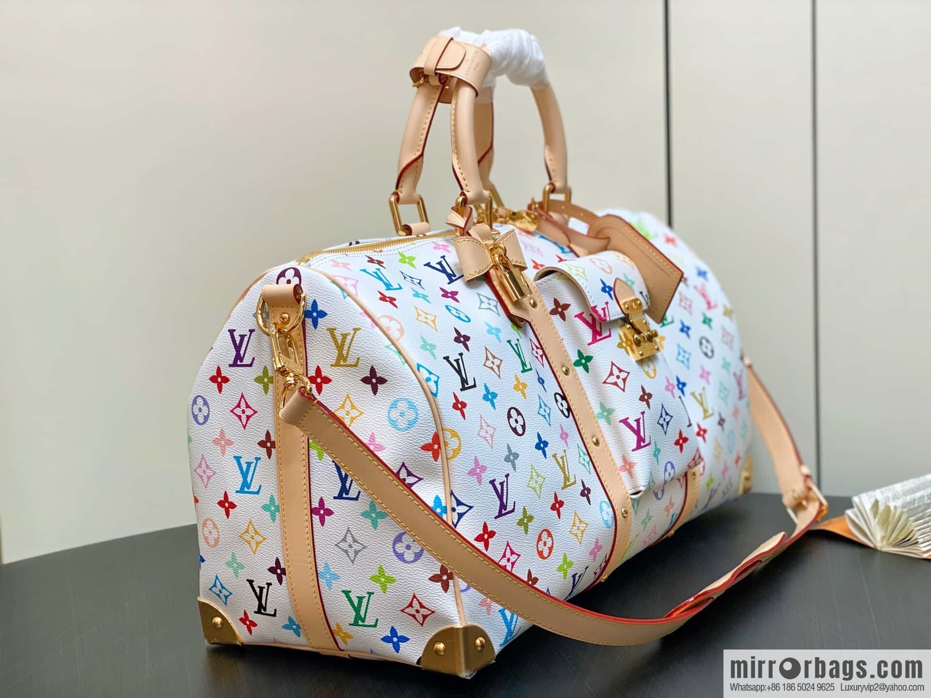 [Original order boutique] M13742 white color, travel bag, the new LV x TM KEEPALL BANDOULIZRE 45 travel bag of the season