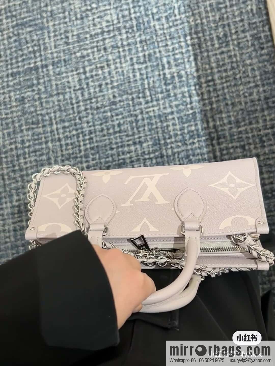 [Original single boutique] M14213 mashed taro purple, full leather chain square bag series ONTHEGO EAST WEST handbag