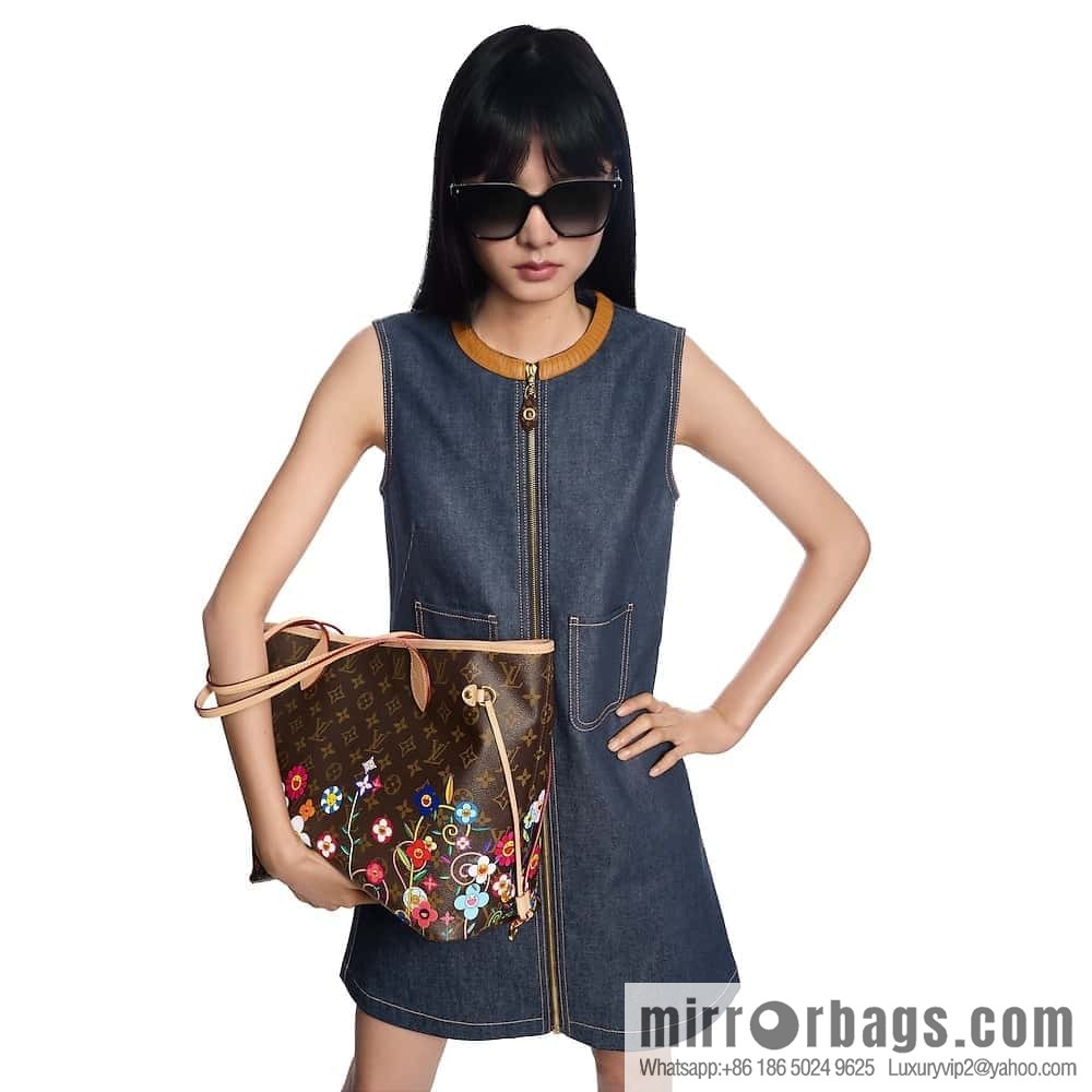 [Original order boutique] M13271 presbyopia, silk screen flower shopping bag NEVERFULL medium handbag