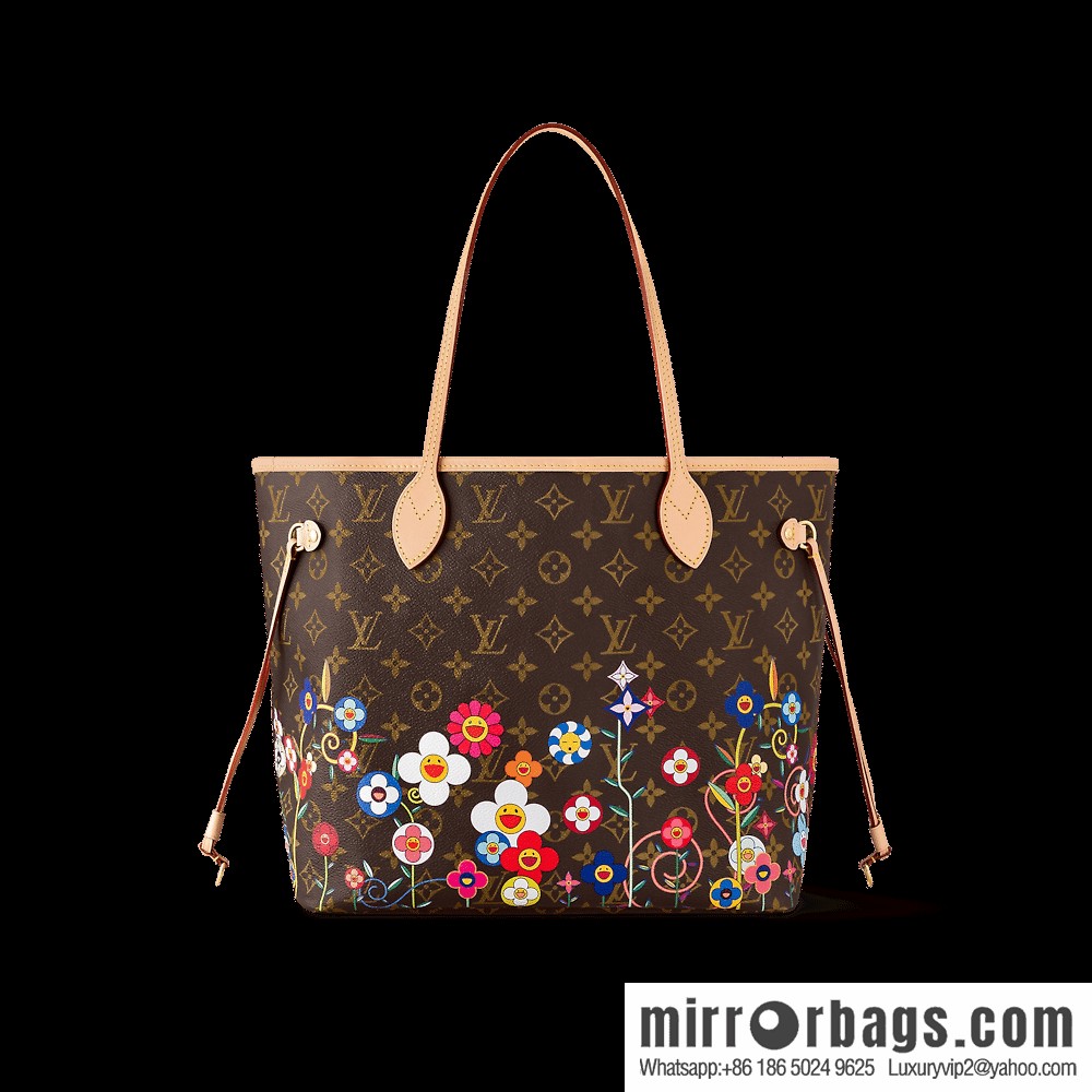 [Original order boutique] M13271 presbyopia, silk screen flower shopping bag NEVERFULL medium handbag