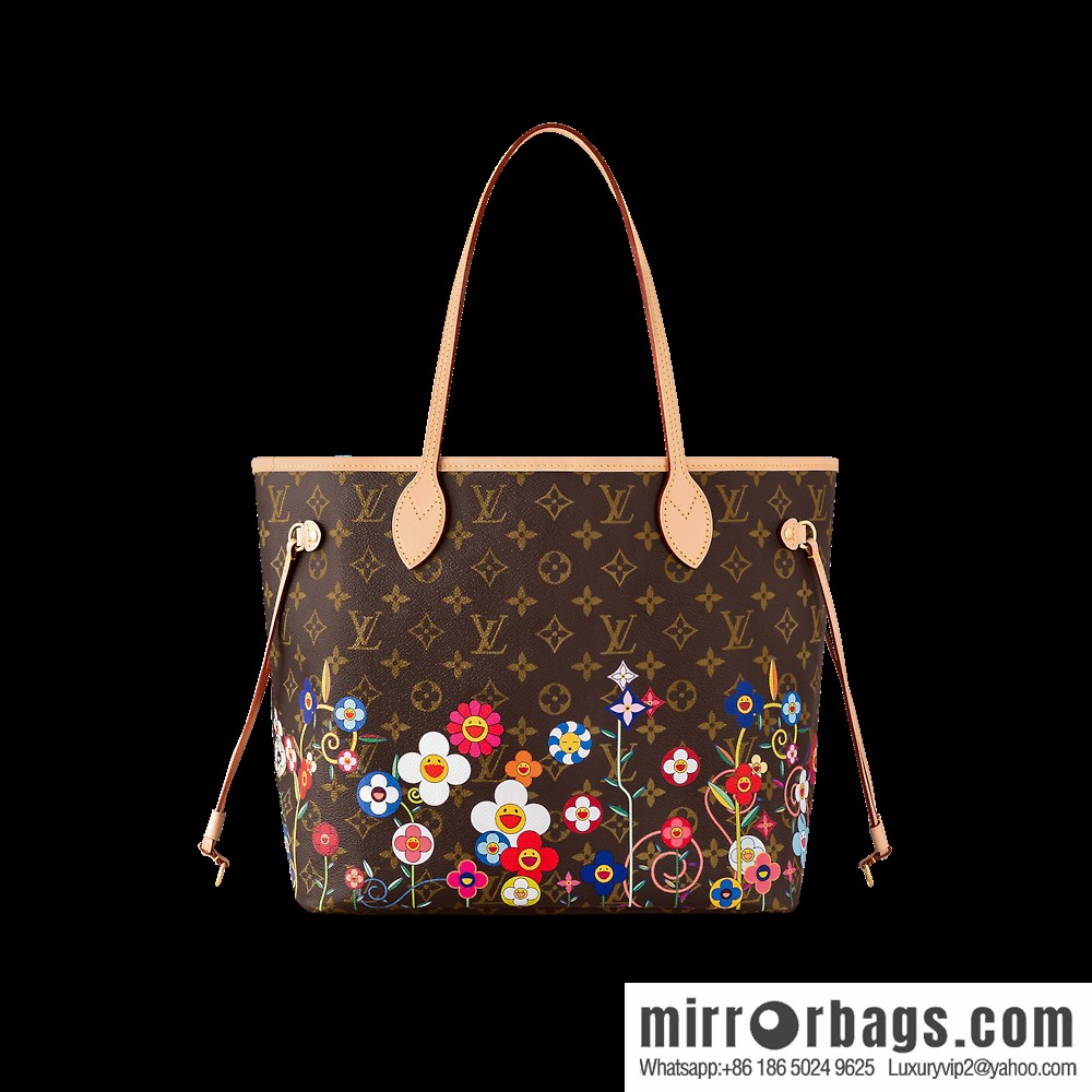 [Original order boutique] M13271 presbyopia, silk screen flower shopping bag NEVERFULL medium handbag