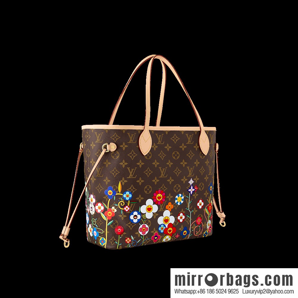 [Original order boutique] M13271 presbyopia, silk screen flower shopping bag NEVERFULL medium handbag