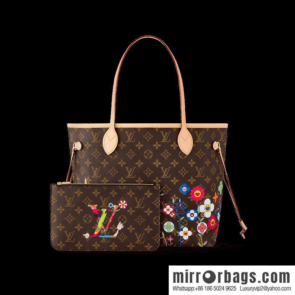 [Original order boutique] M13271 presbyopia, silk screen flower shopping bag NEVERFULL medium handbag
