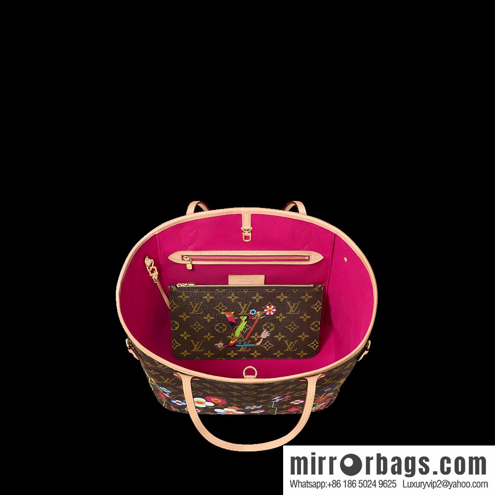 [Original order boutique] M13271 presbyopia, silk screen flower shopping bag NEVERFULL medium handbag