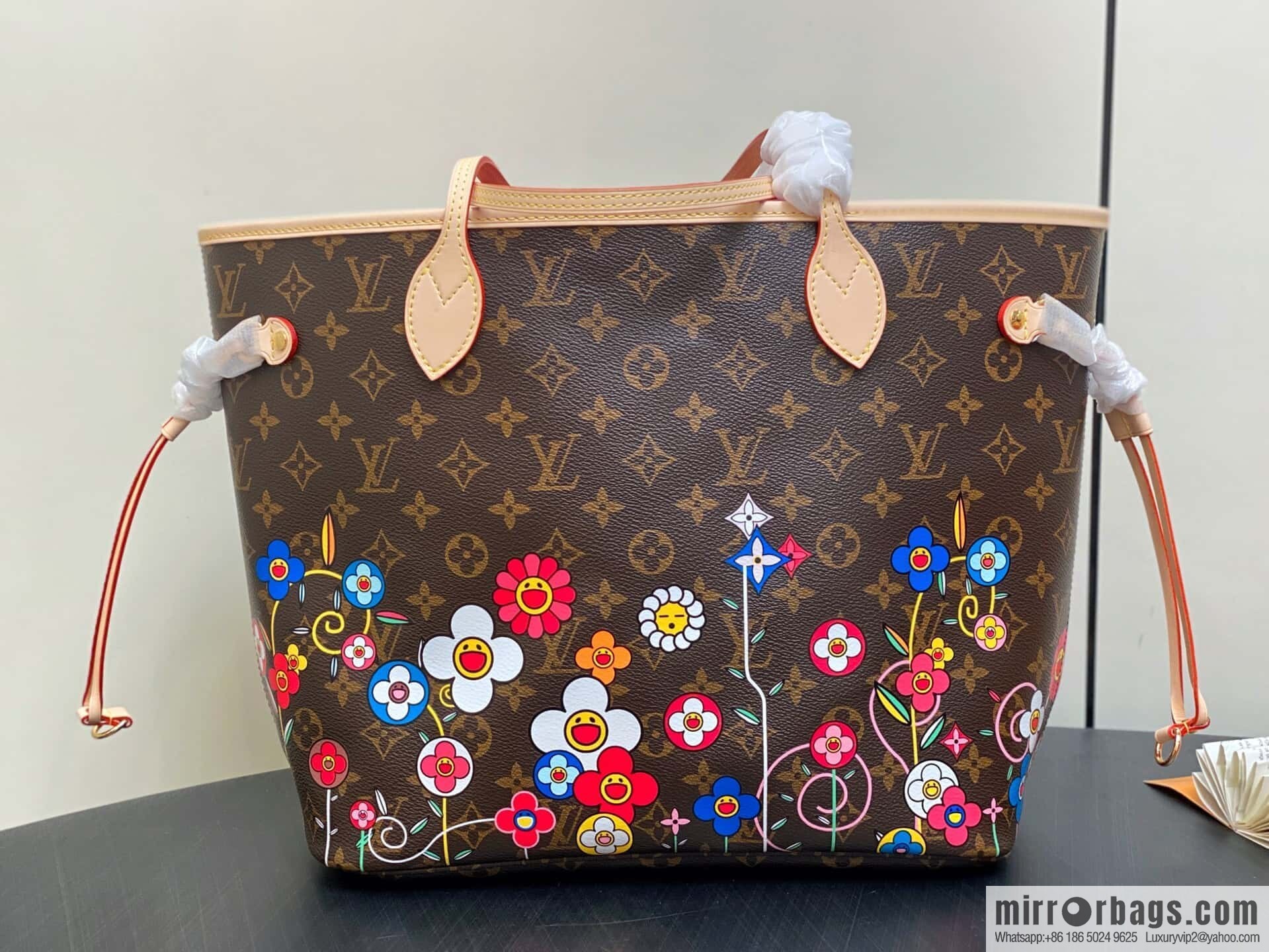 [Original order boutique] M13271 presbyopia, silk screen flower shopping bag NEVERFULL medium handbag