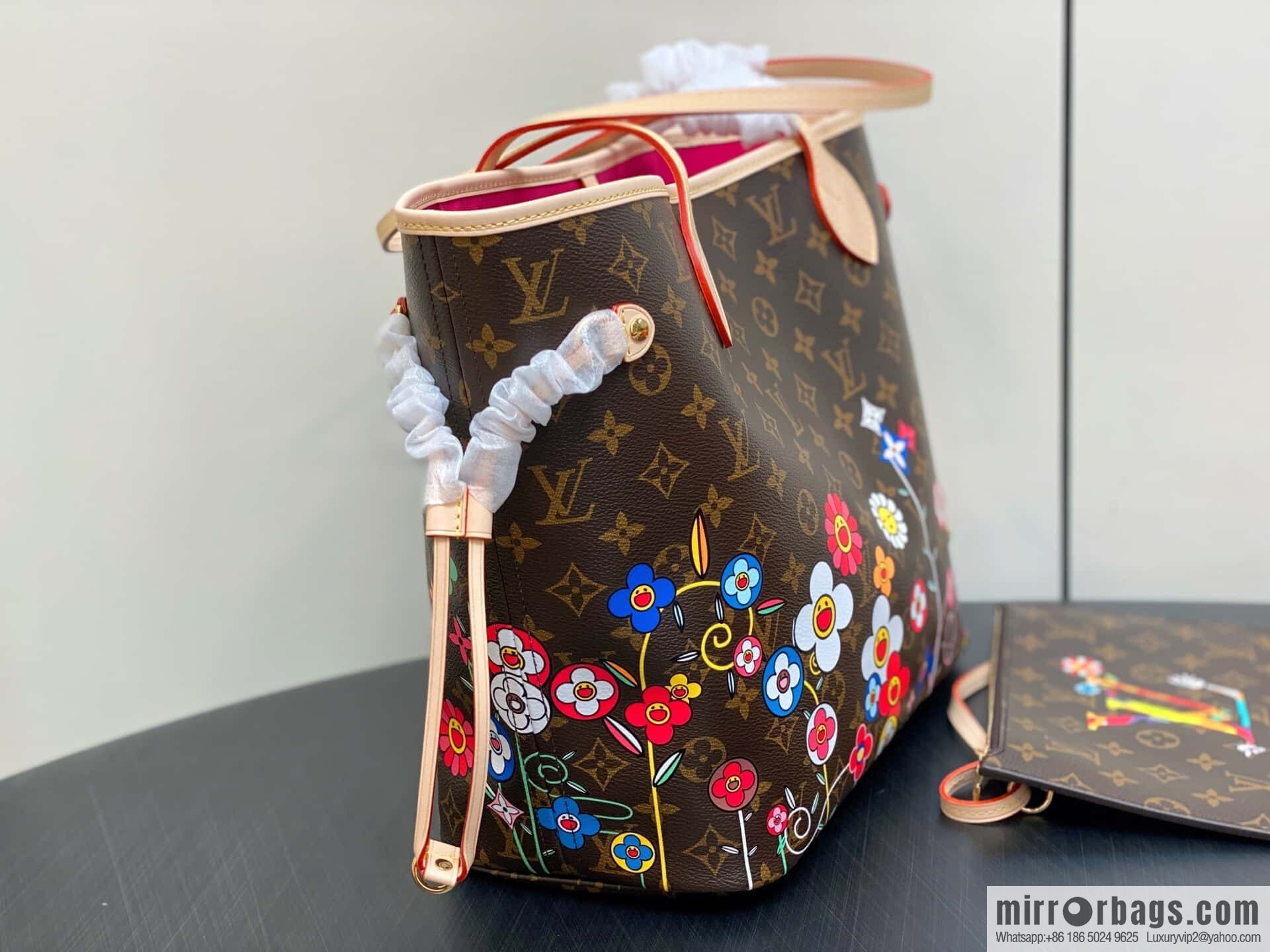 [Original order boutique] M13271 presbyopia, silk screen flower shopping bag NEVERFULL medium handbag