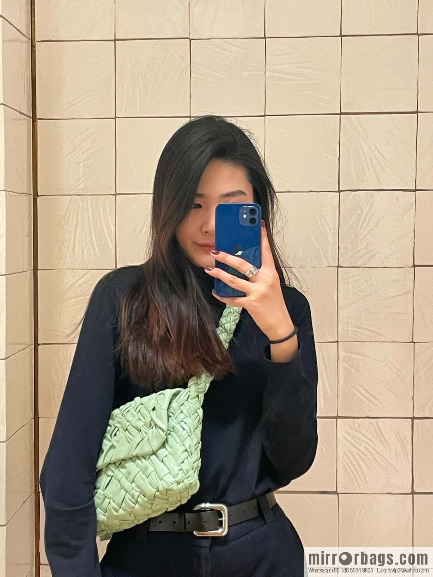 BV Kalimero Citta Handbag 785797 Fresh Mint Green
