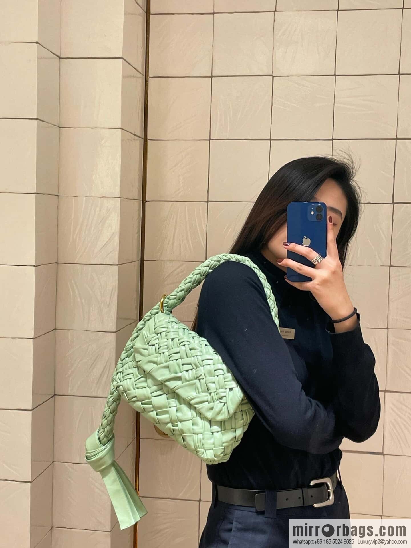 BV Kalimero Citta Handbag 785797 Fresh Mint Green