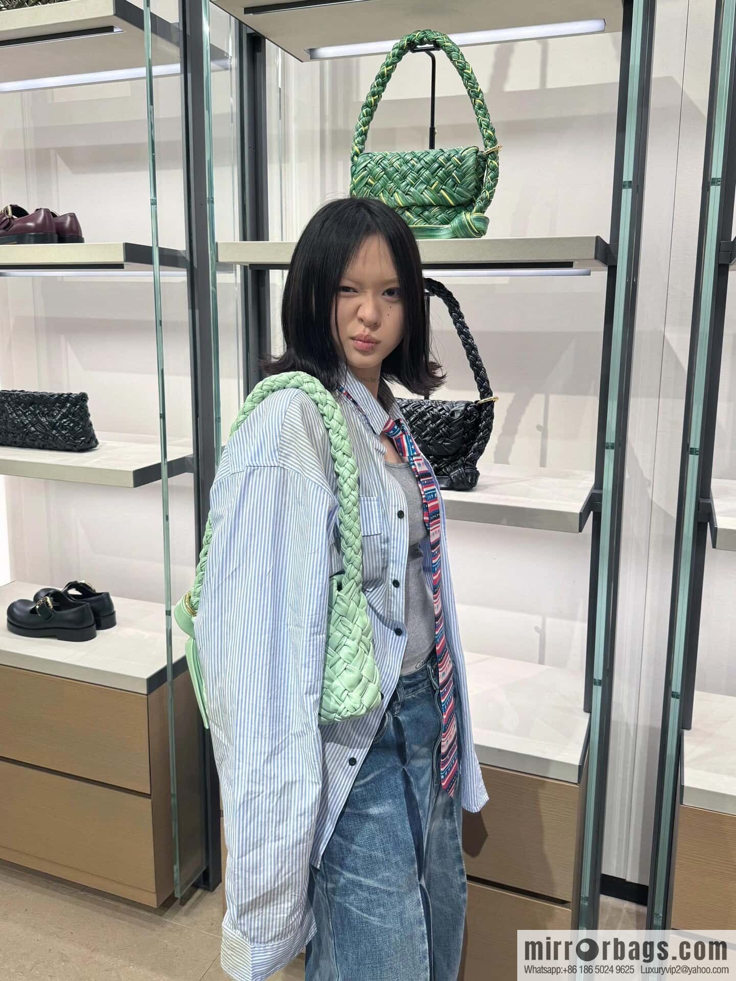 BV Kalimero Citta Handbag 785797 Fresh Mint Green