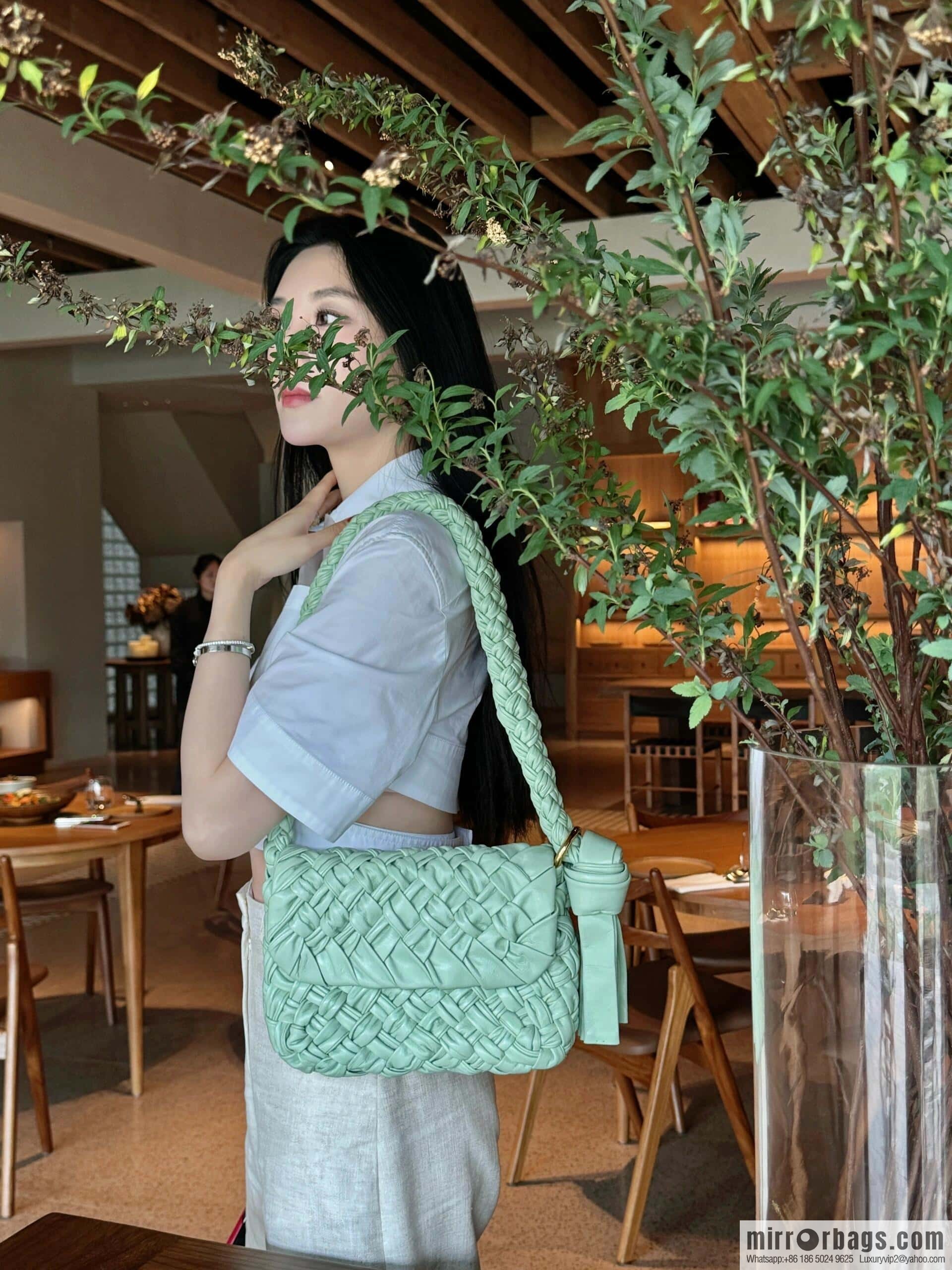 BV Kalimero Citta Handbag 785797 Fresh Mint Green
