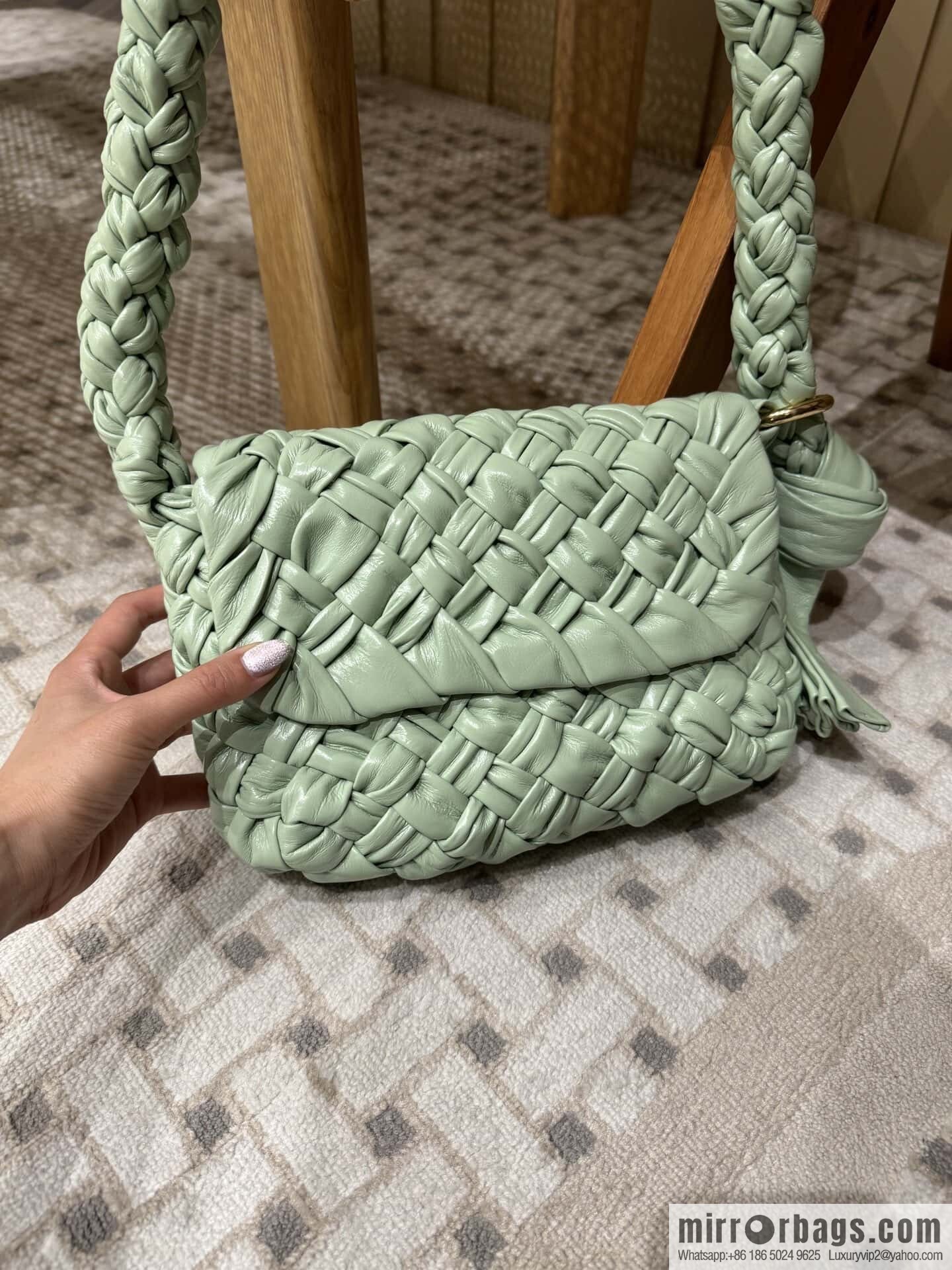 BV Kalimero Citta Handbag 785797 Fresh Mint Green