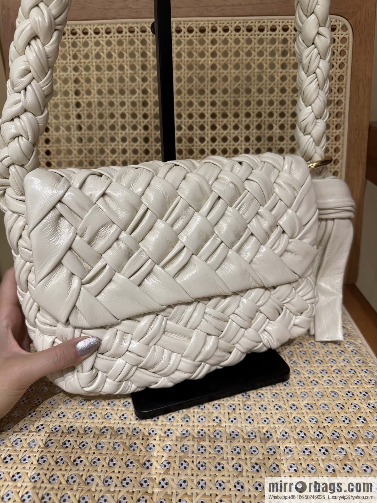 BV Kalimero Citta Handbag 785797 Bone Beige
