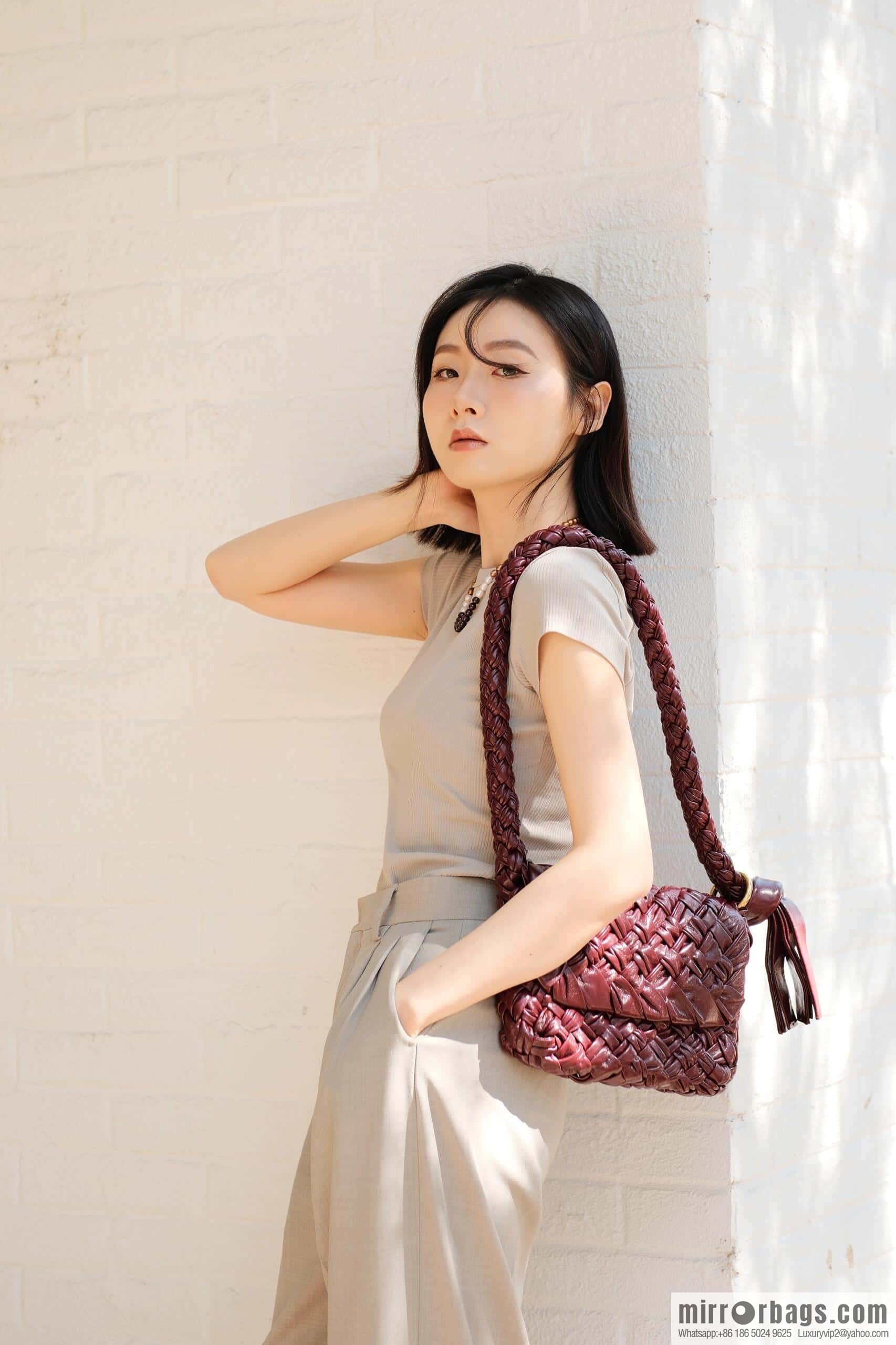 BV Kalimero Citta Handbag 785797 Barolo Burgundy