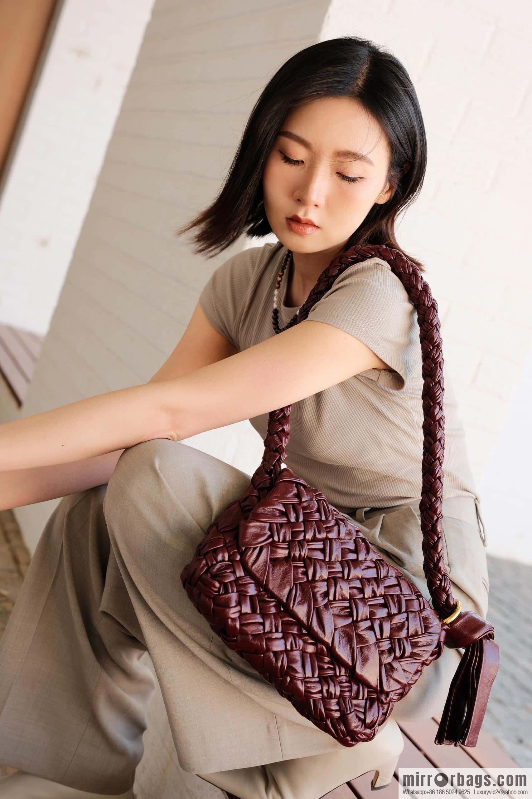 BV Kalimero Citta Handbag 785797 Barolo Burgundy