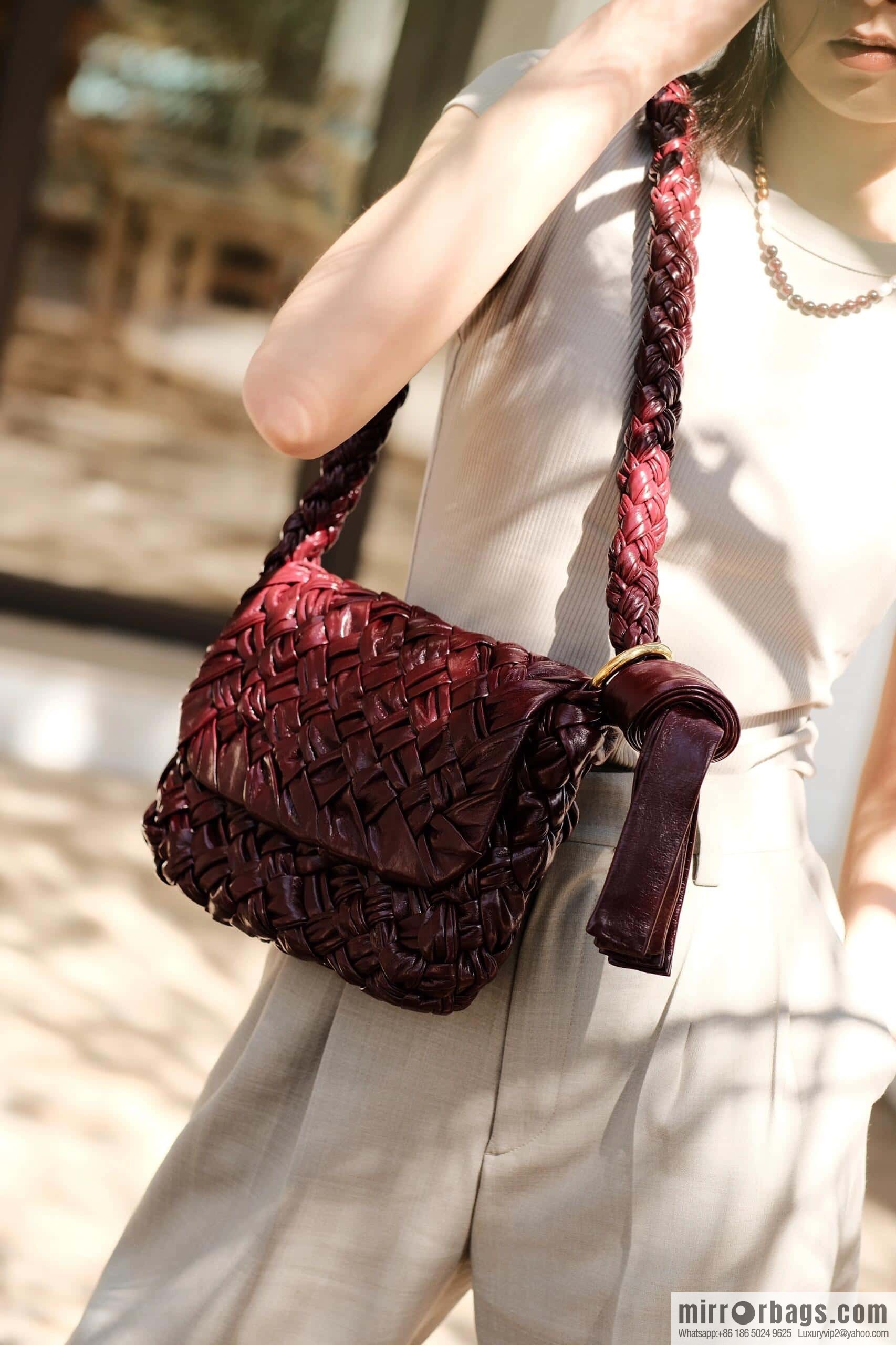 BV Kalimero Citta Handbag 785797 Barolo Burgundy