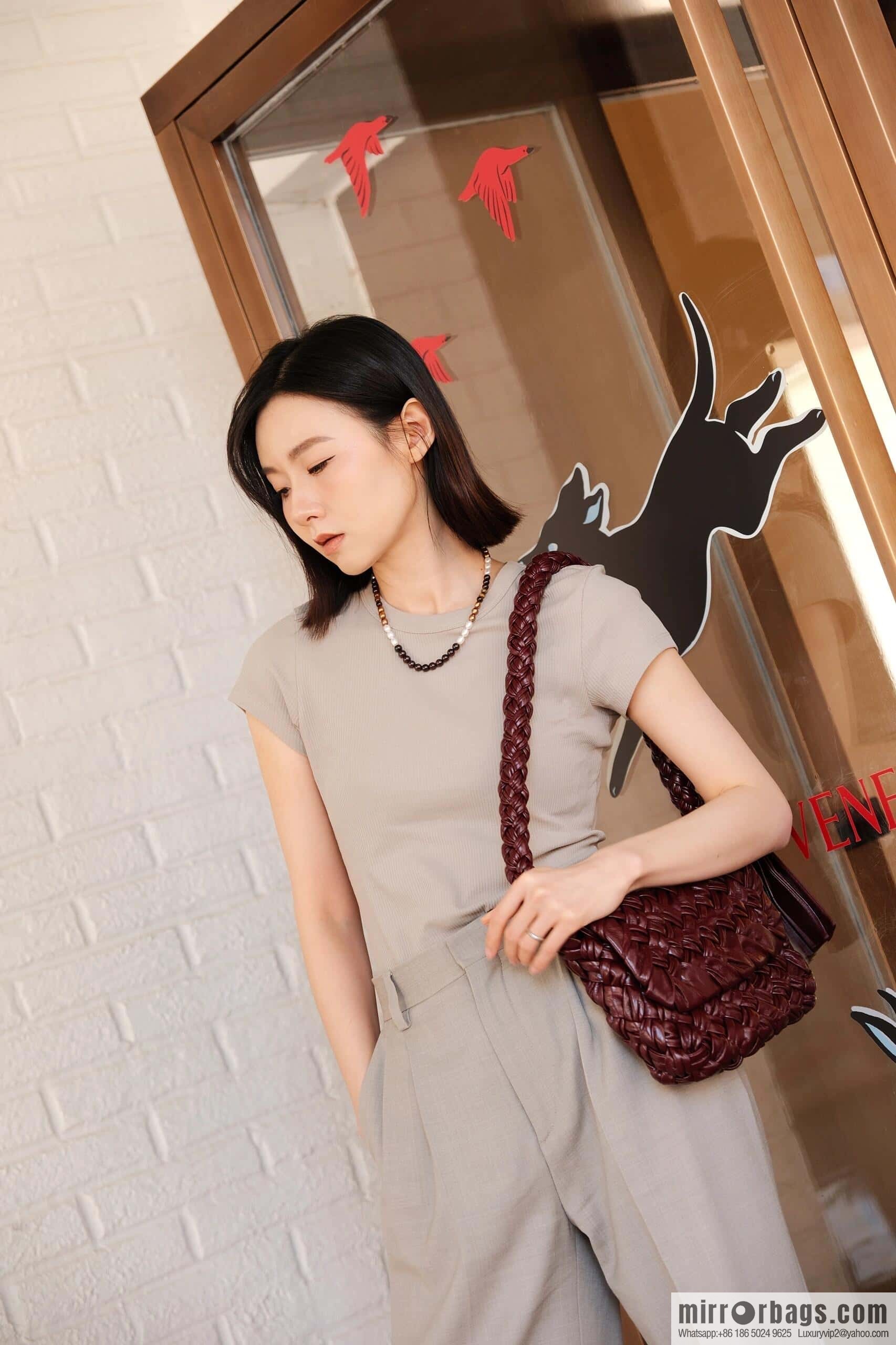 BV Kalimero Citta Handbag 785797 Barolo Burgundy