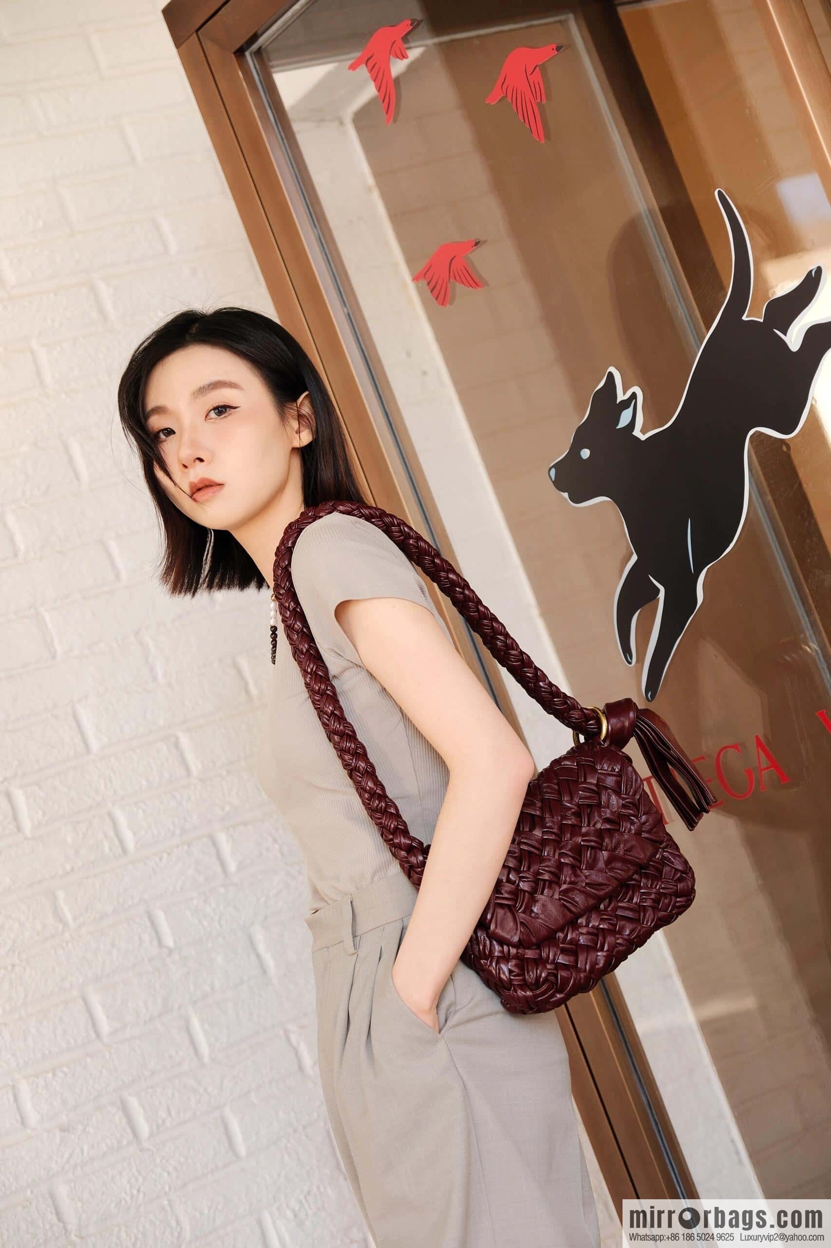 BV Kalimero Citta Handbag 785797 Barolo Burgundy