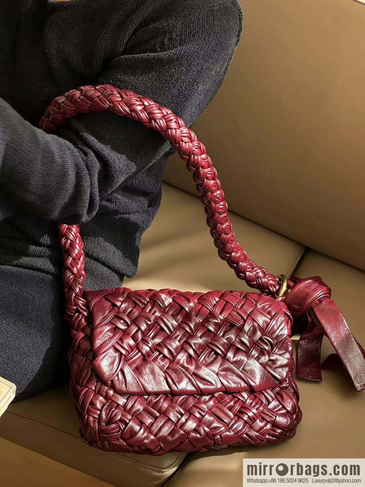 BV Kalimero Citta Handbag 785797 Barolo Burgundy