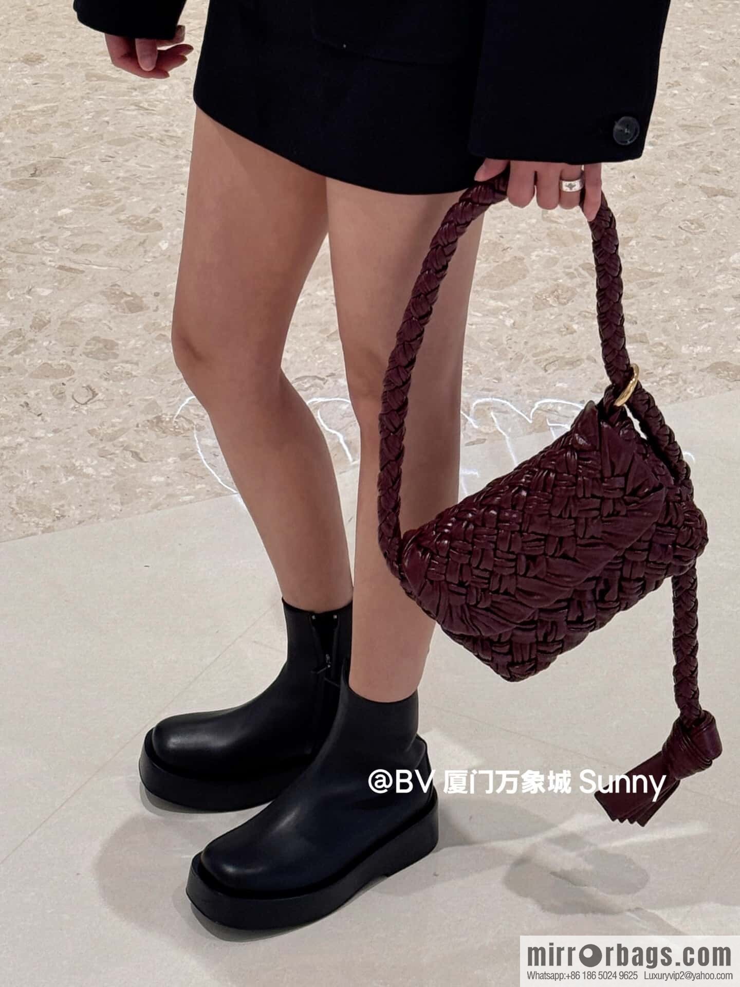 BV Kalimero Citta Handbag 785797 Barolo Burgundy
