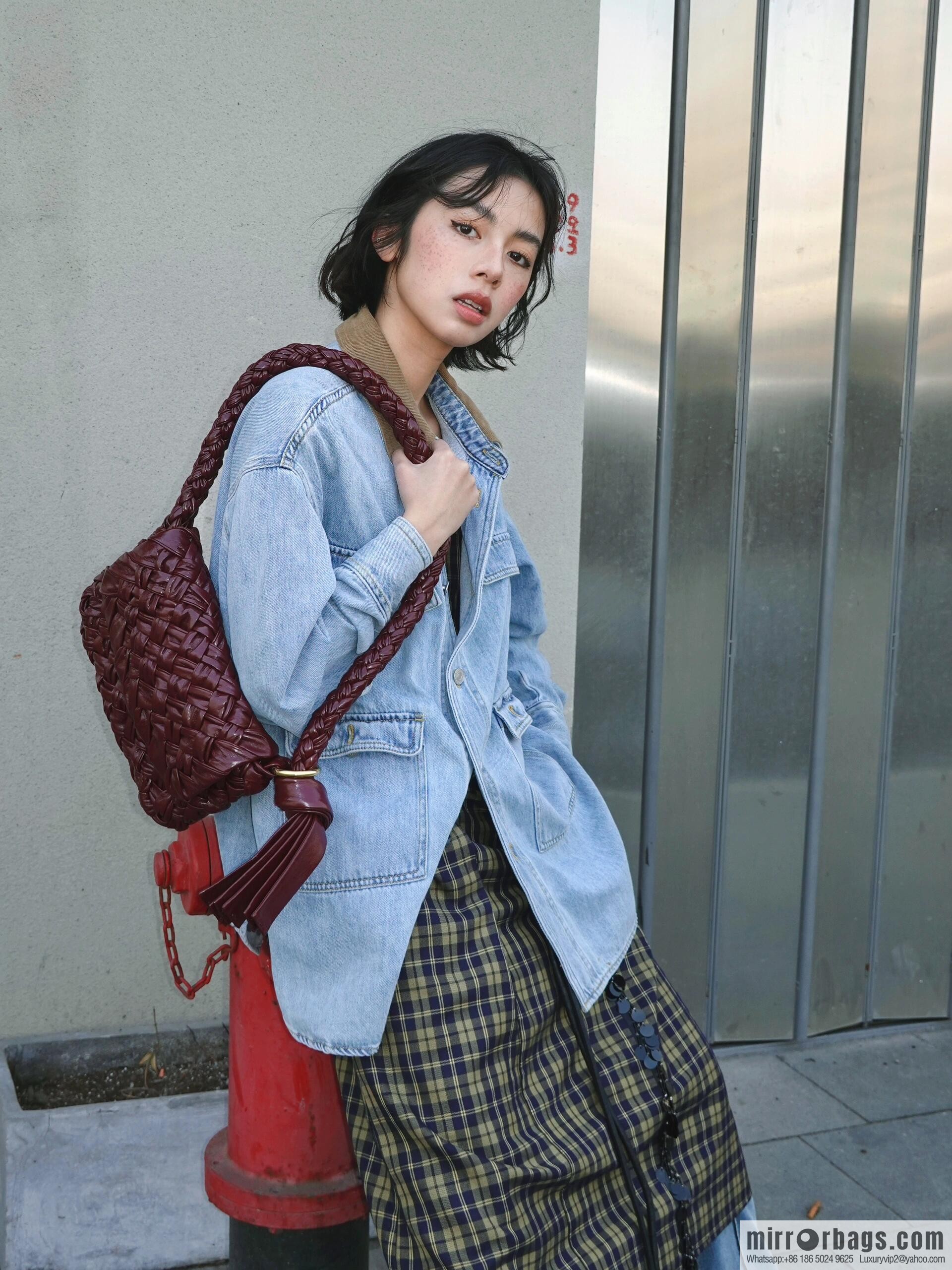 BV Kalimero Citta Handbag 785797 Barolo Burgundy