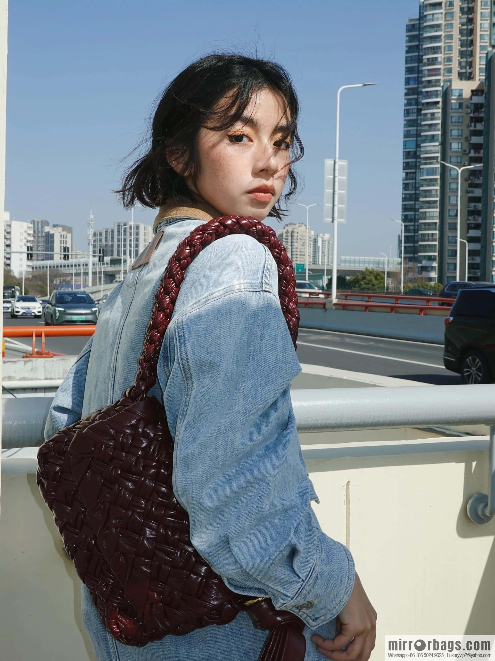 BV Kalimero Citta Handbag 785797 Barolo Burgundy