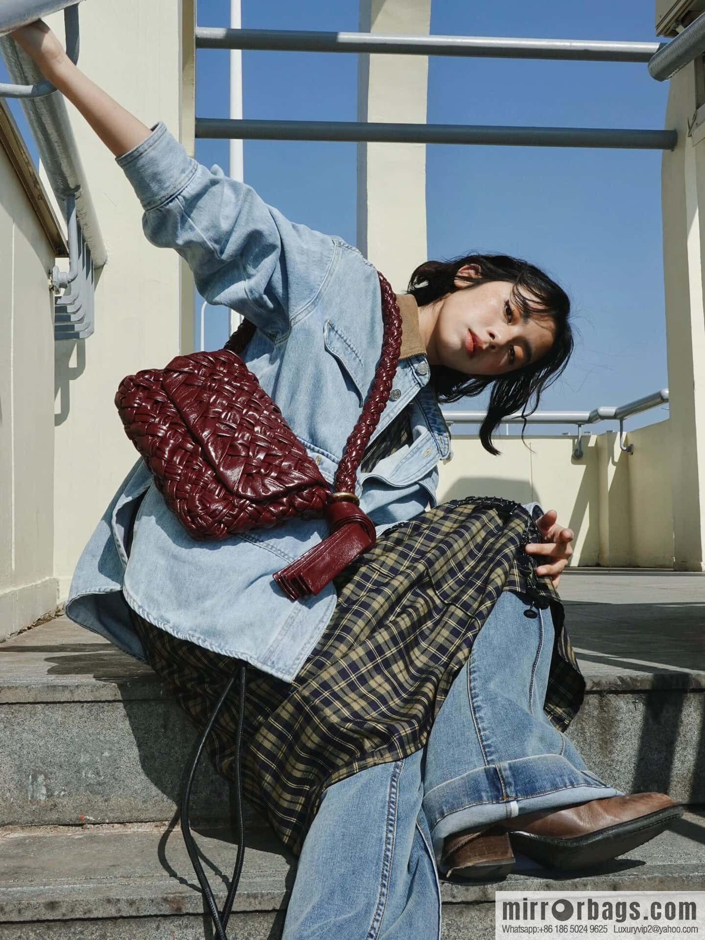 BV Kalimero Citta Handbag 785797 Barolo Burgundy