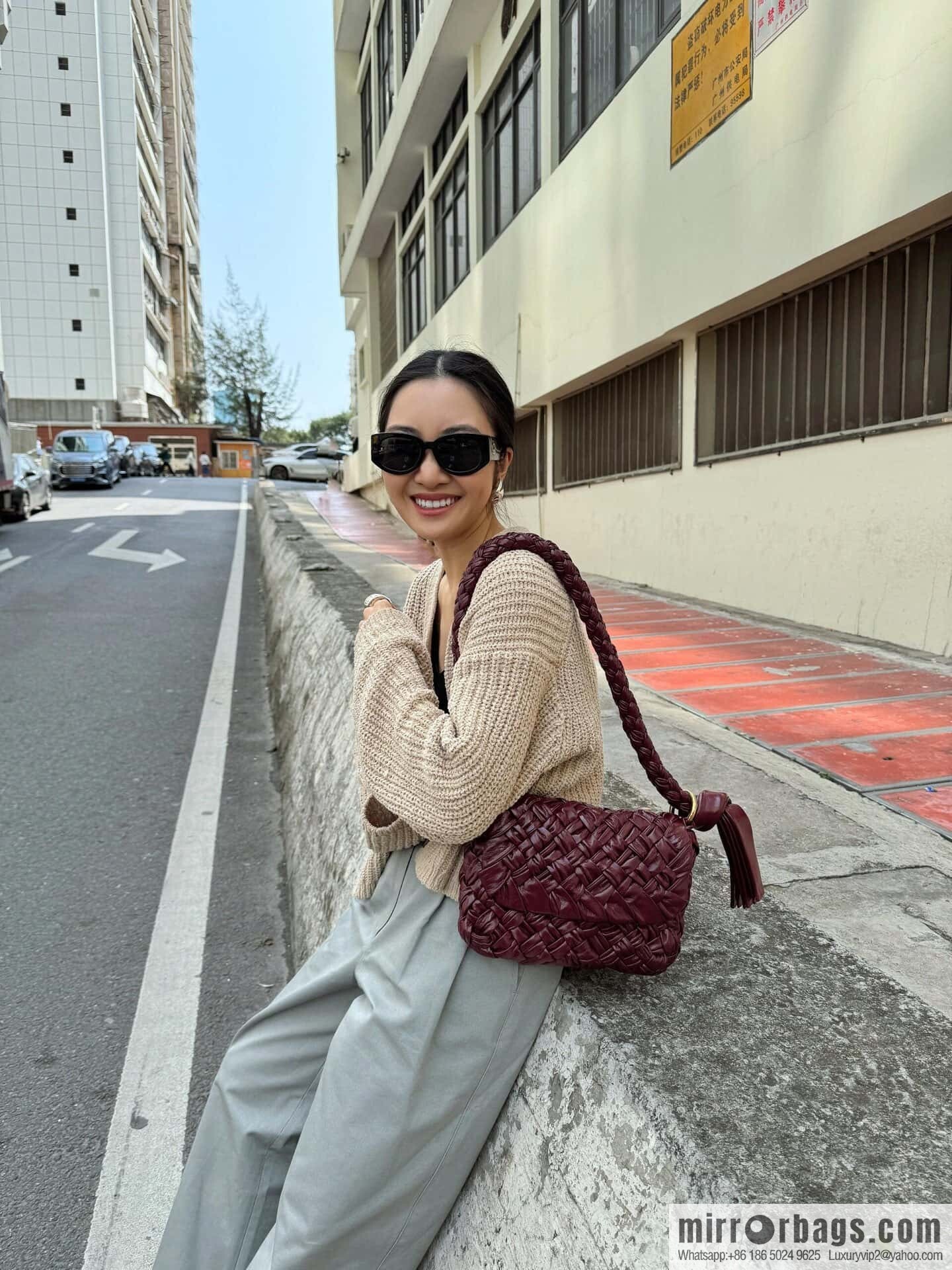 BV Kalimero Citta Handbag 785797 Barolo Burgundy