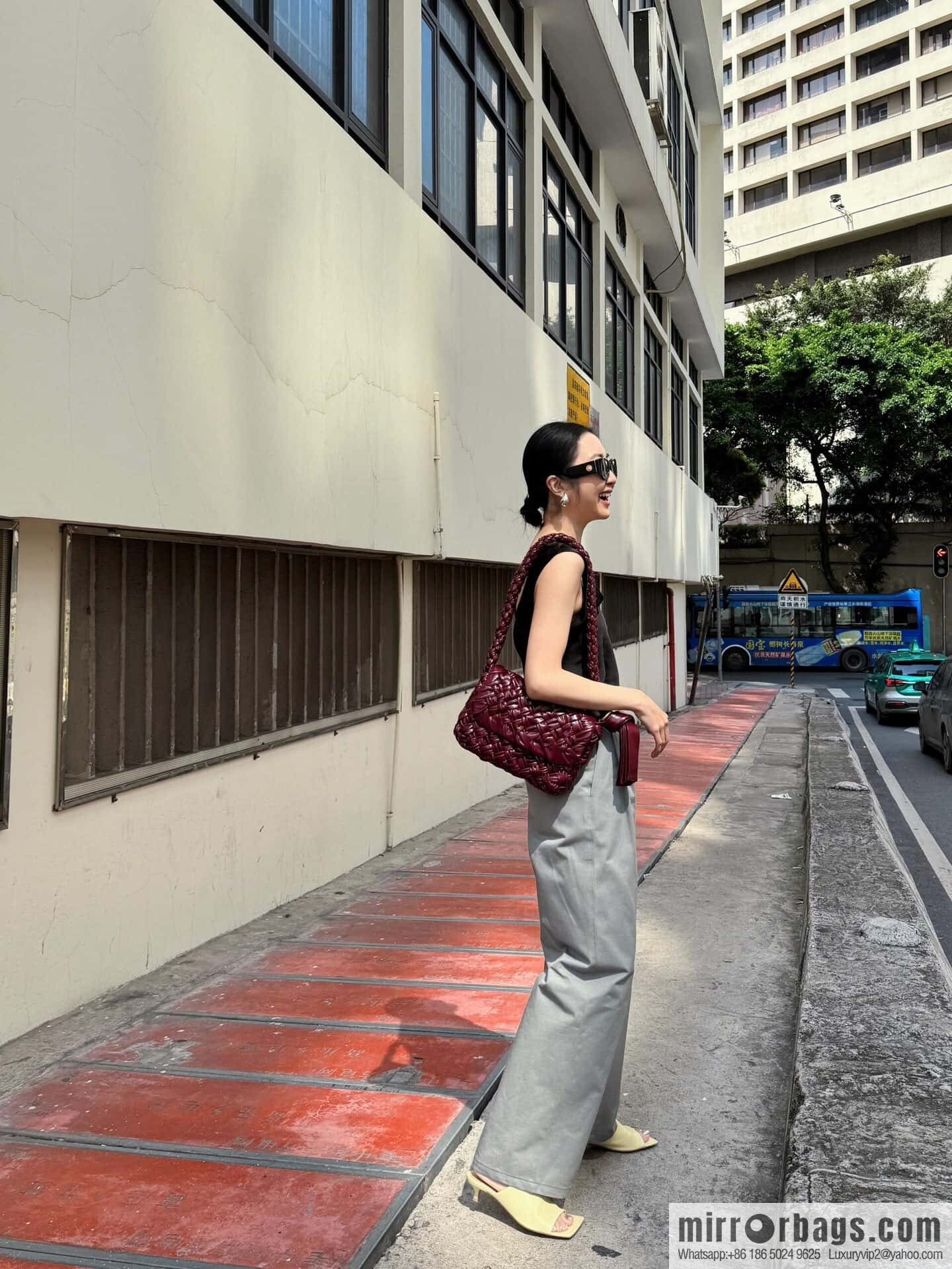 BV Kalimero Citta Handbag 785797 Barolo Burgundy