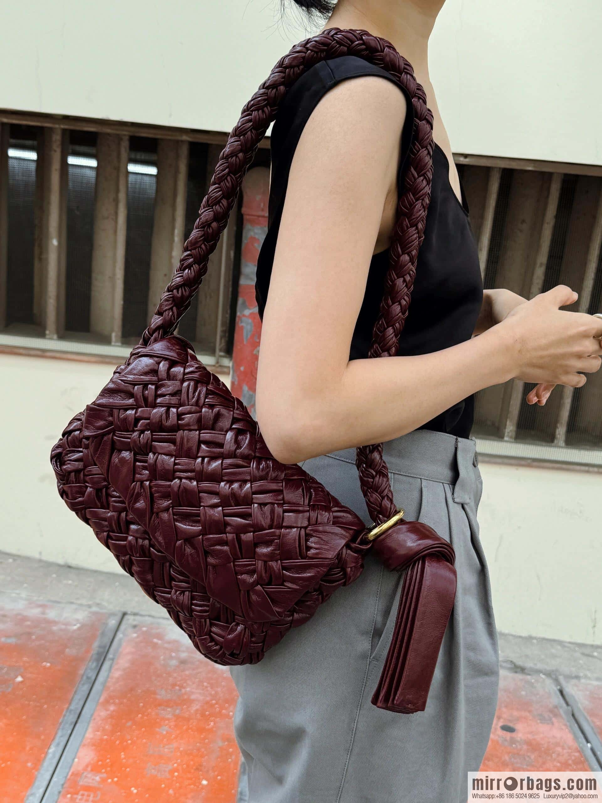 BV Kalimero Citta Handbag 785797 Barolo Burgundy