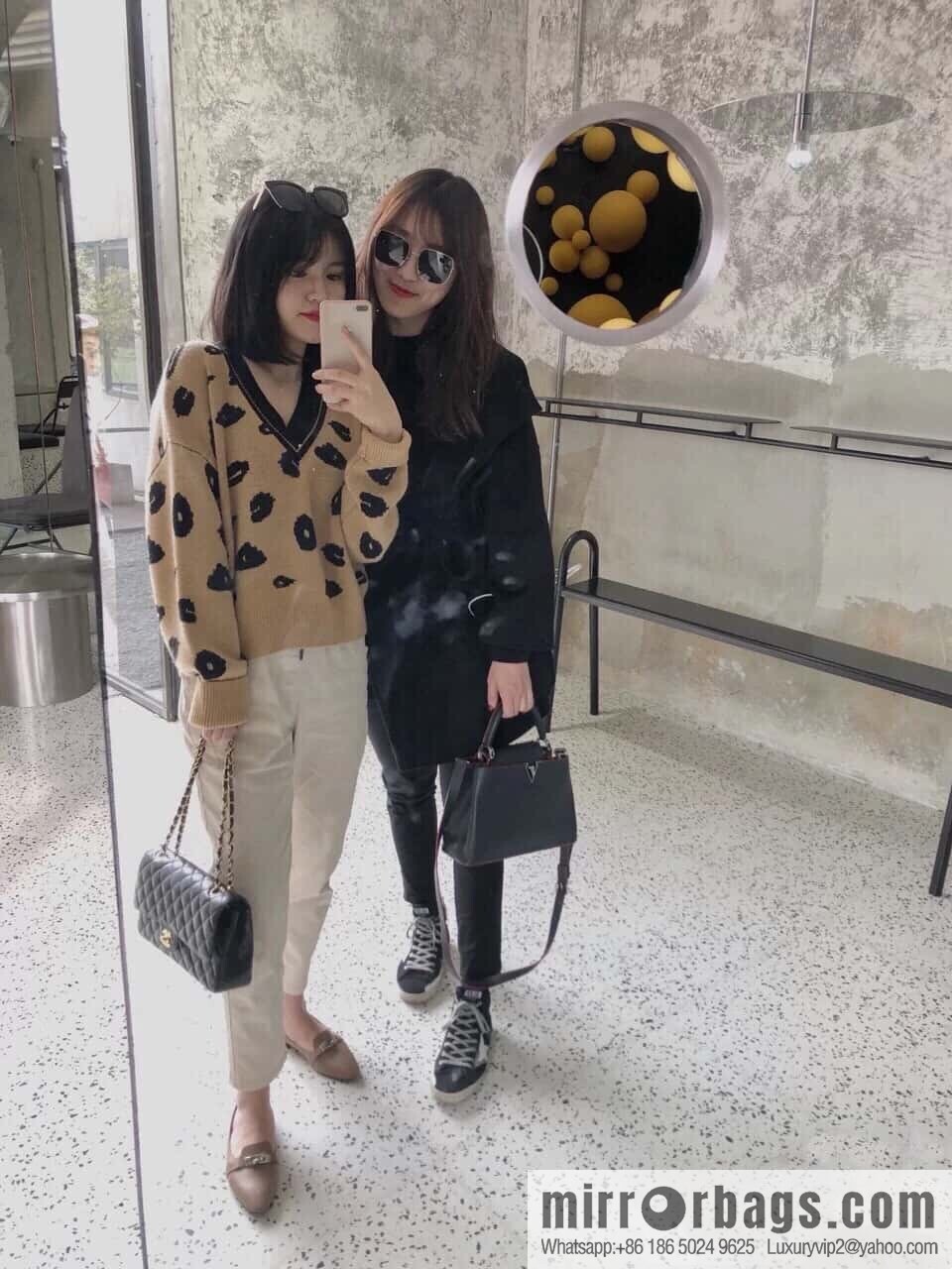 Classic Flap, black gold, large ball pattern 〰️ A01112