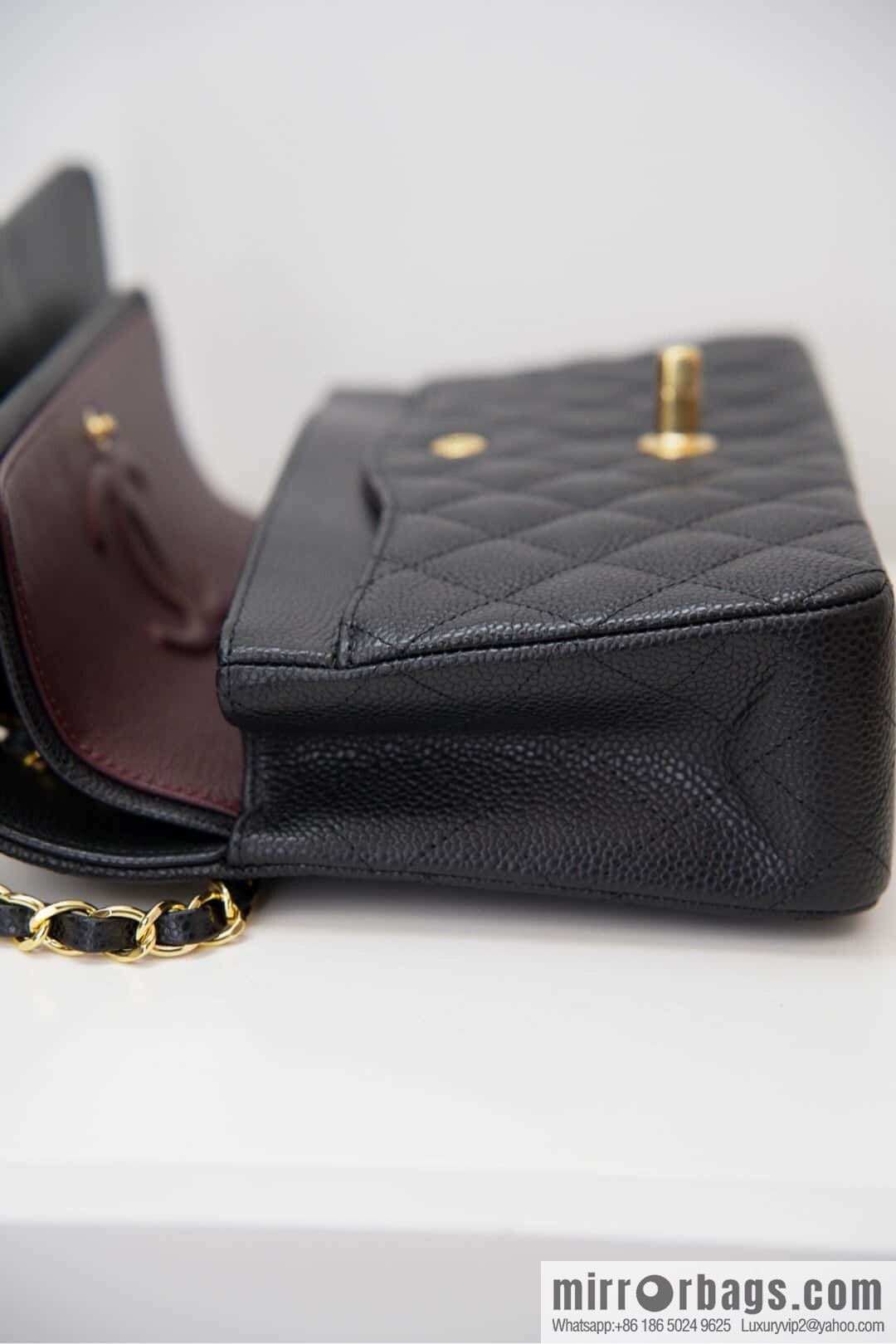 Classic Flap, black gold, large ball pattern 〰️ A01112