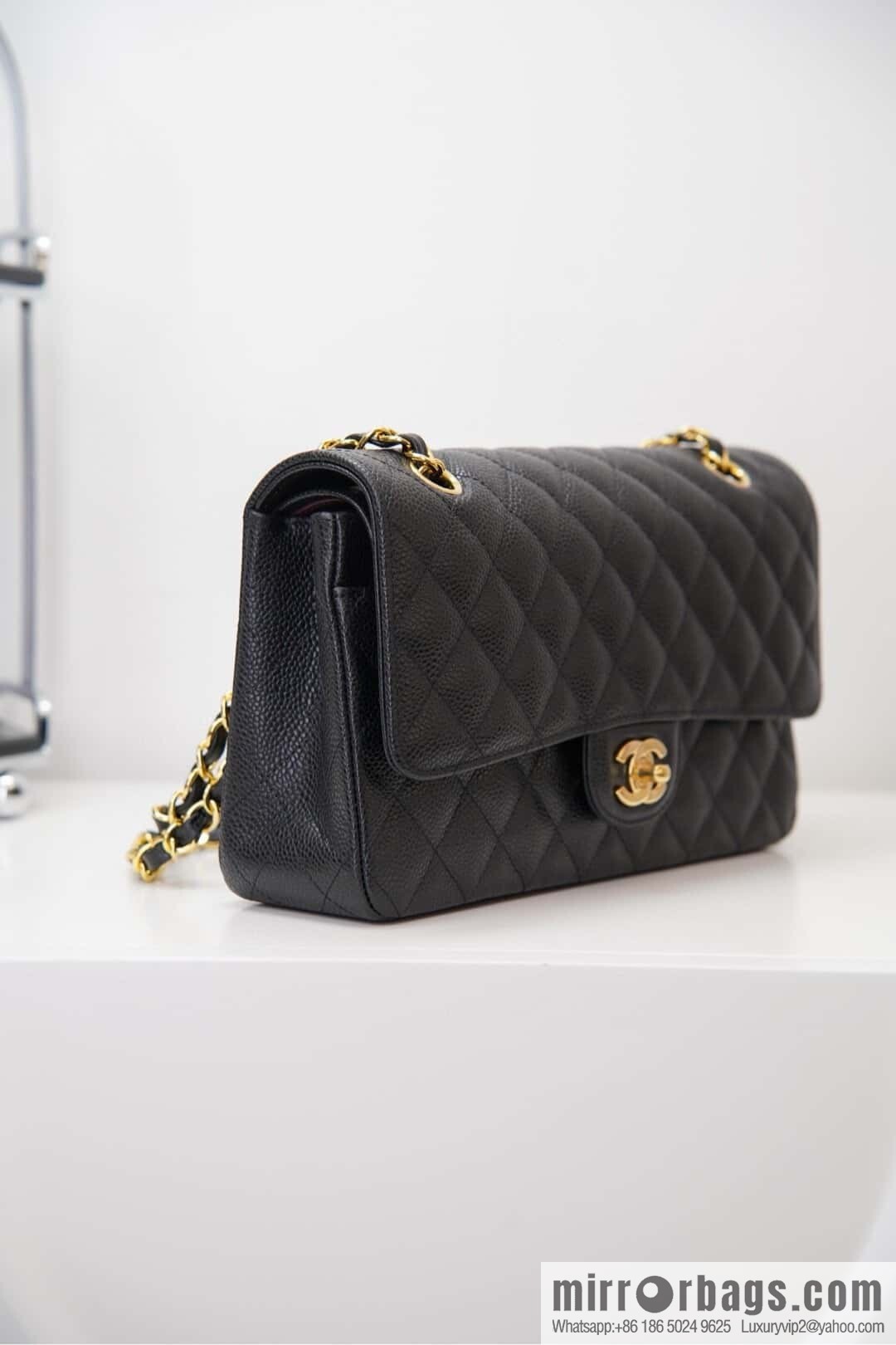 Classic Flap, black gold, large ball pattern 〰️ A01112