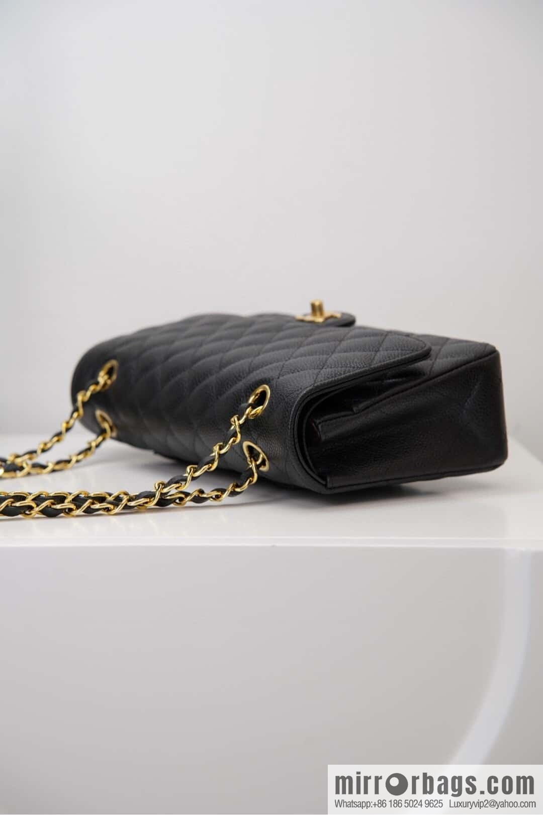 Classic Flap, black gold, large ball pattern 〰️ A01112