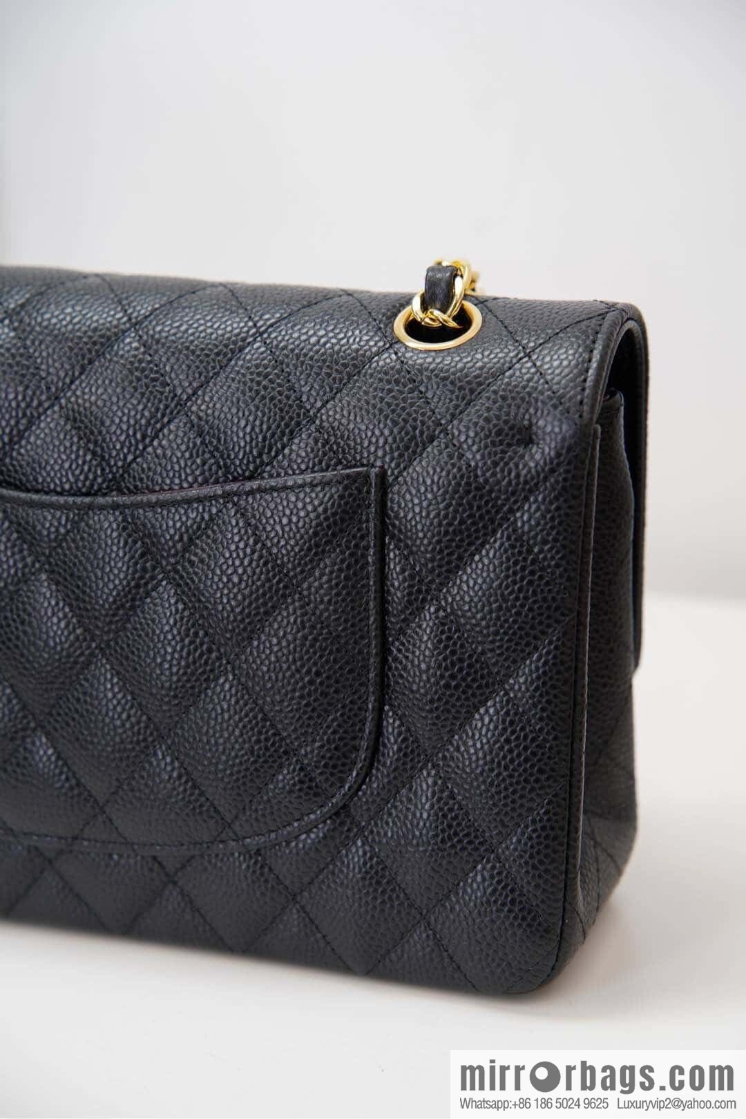Classic Flap, black gold, large ball pattern 〰️ A01112