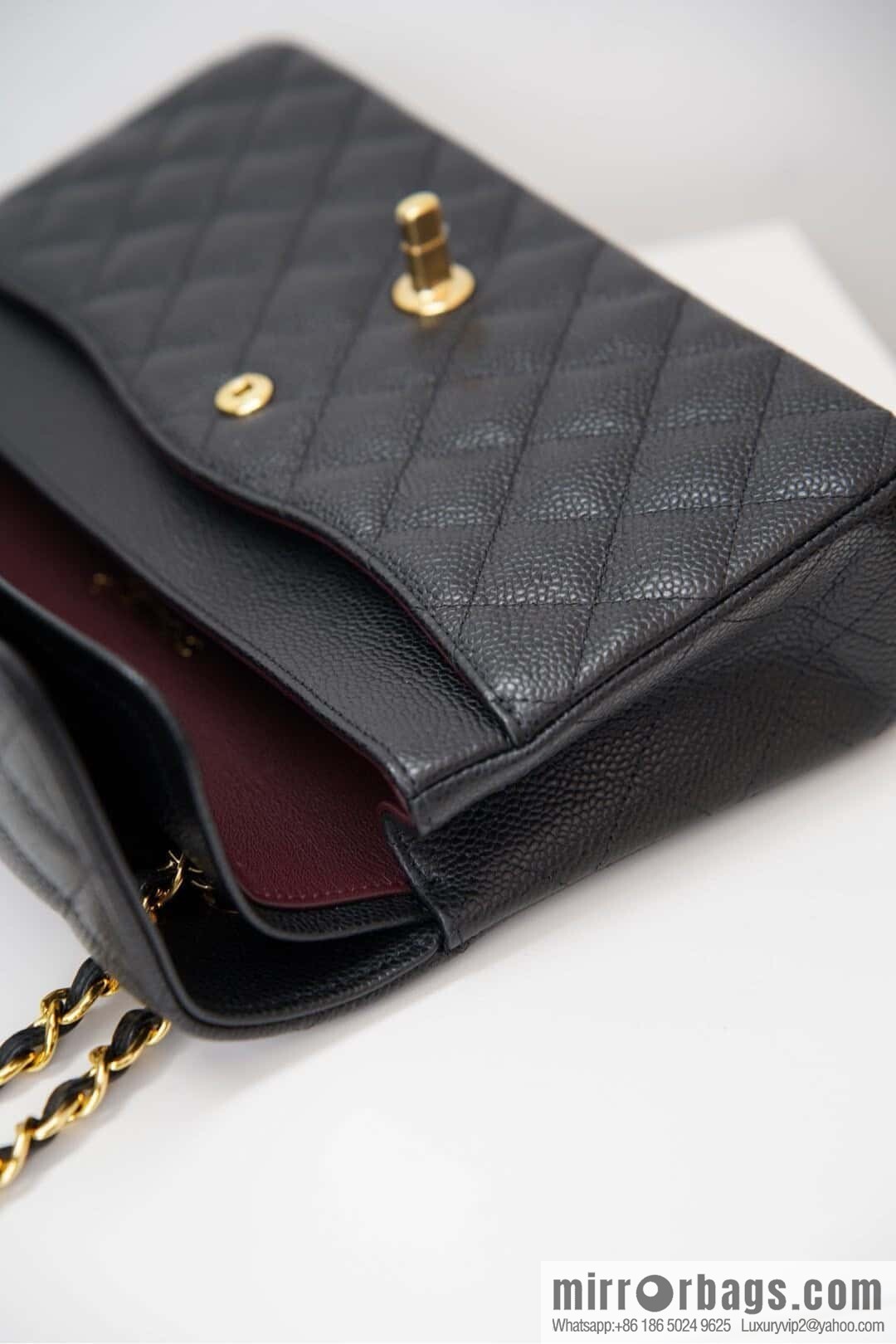 Classic Flap, black gold, large ball pattern 〰️ A01112